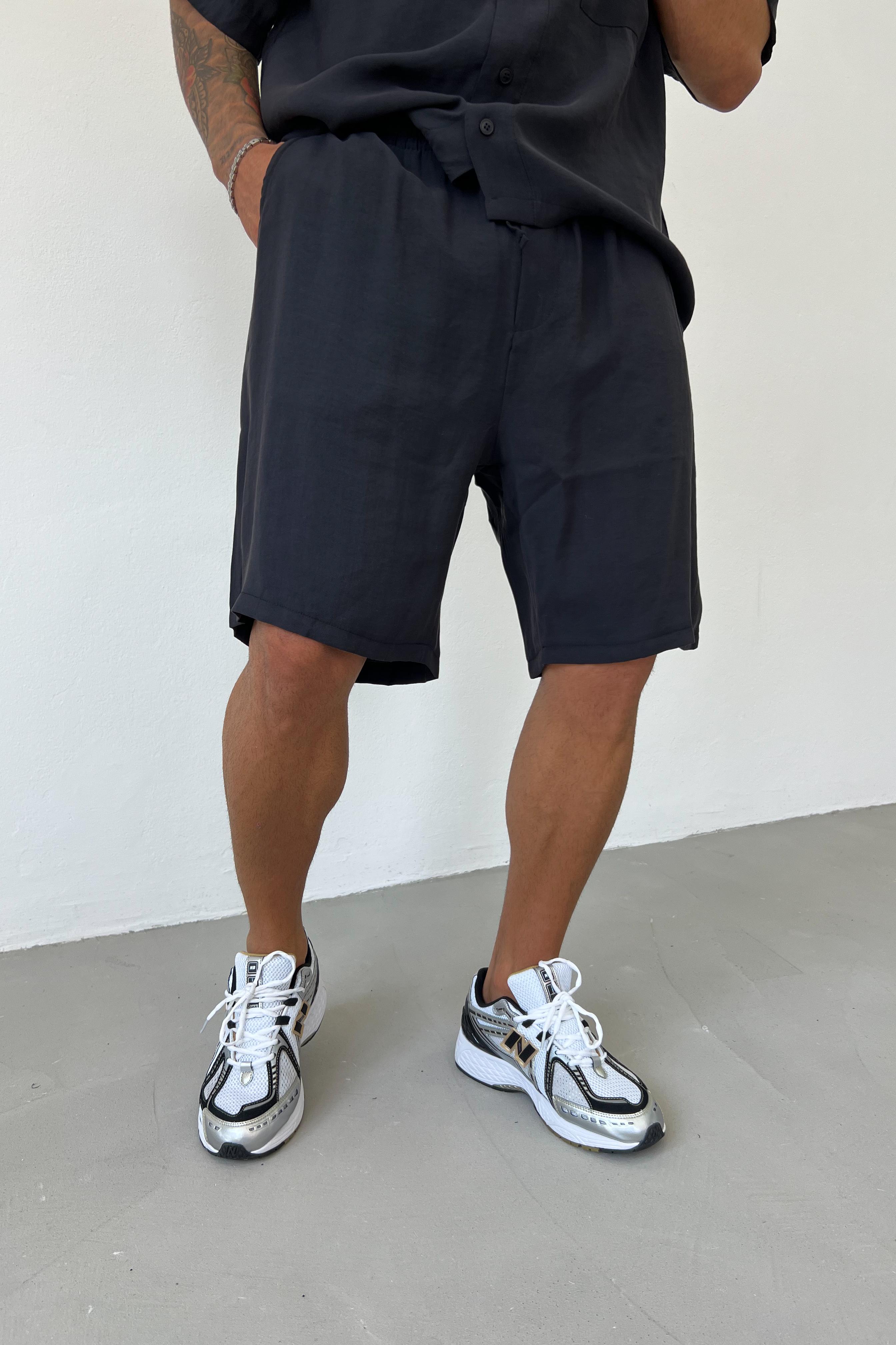 Tensel Kumaş Oversize Siyah Takım 30-28
