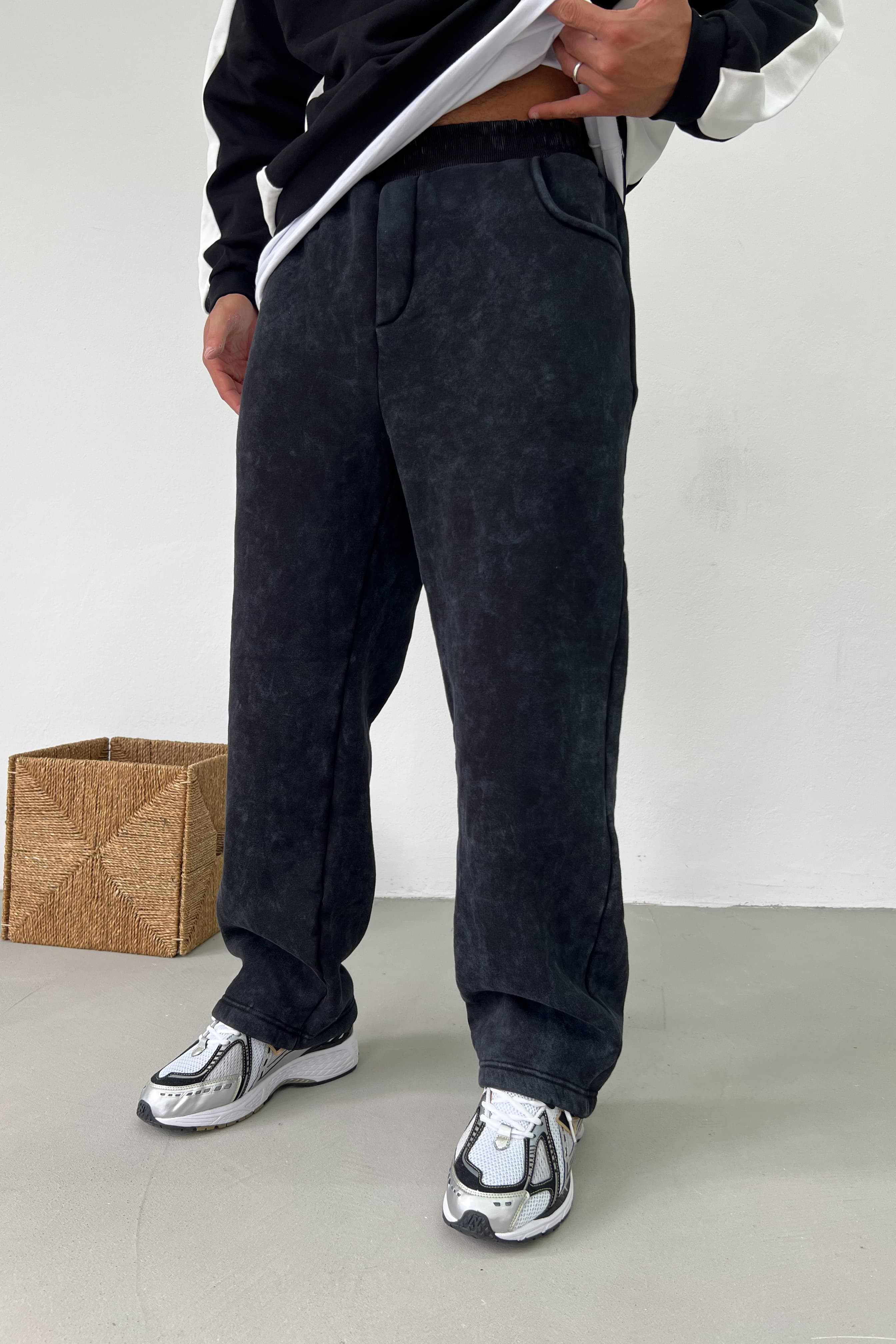 Yıkamalı Basic Baggy Eşofman 100-04