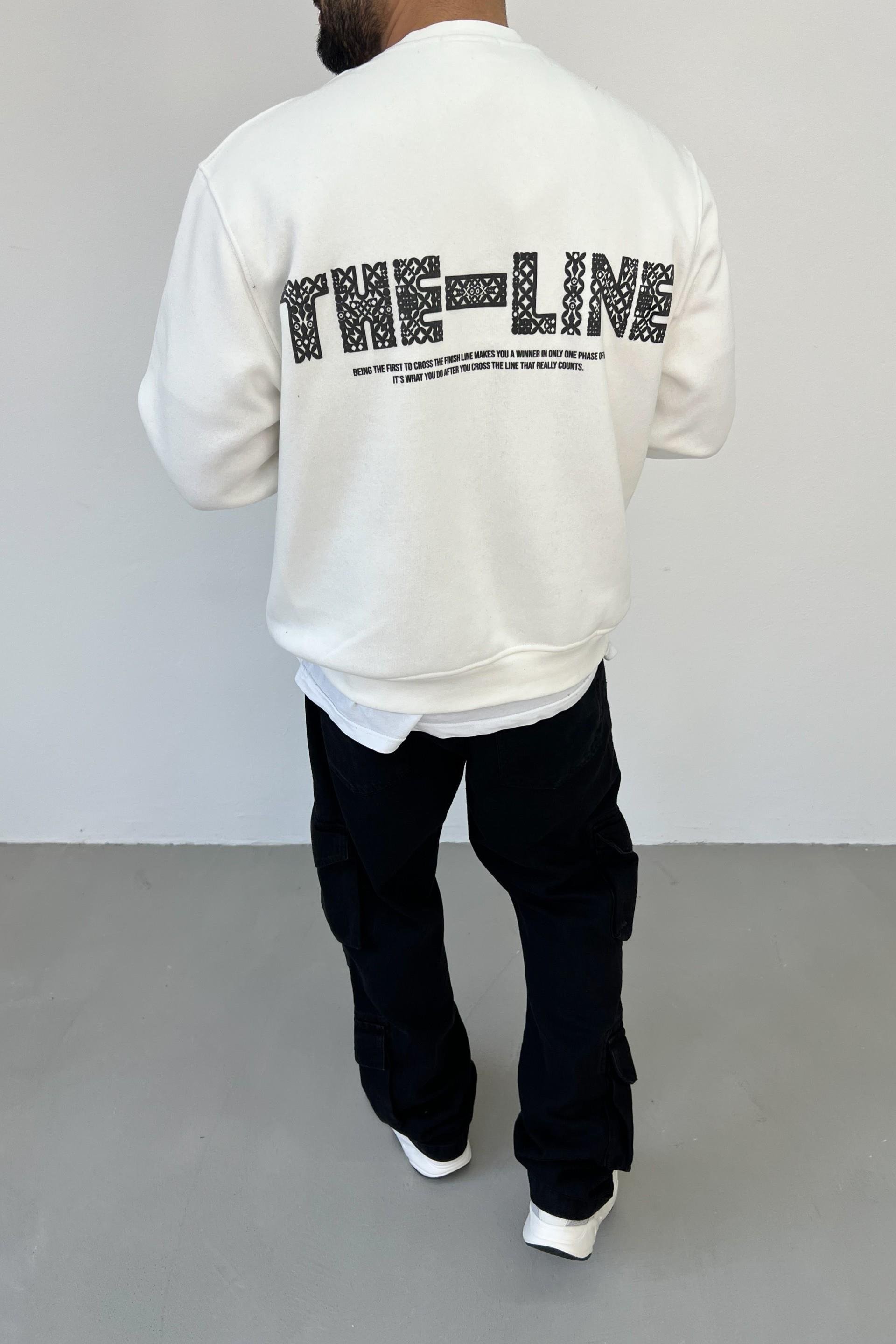The Line Baskılı Oversize Beyaz Sweatshirt 1009