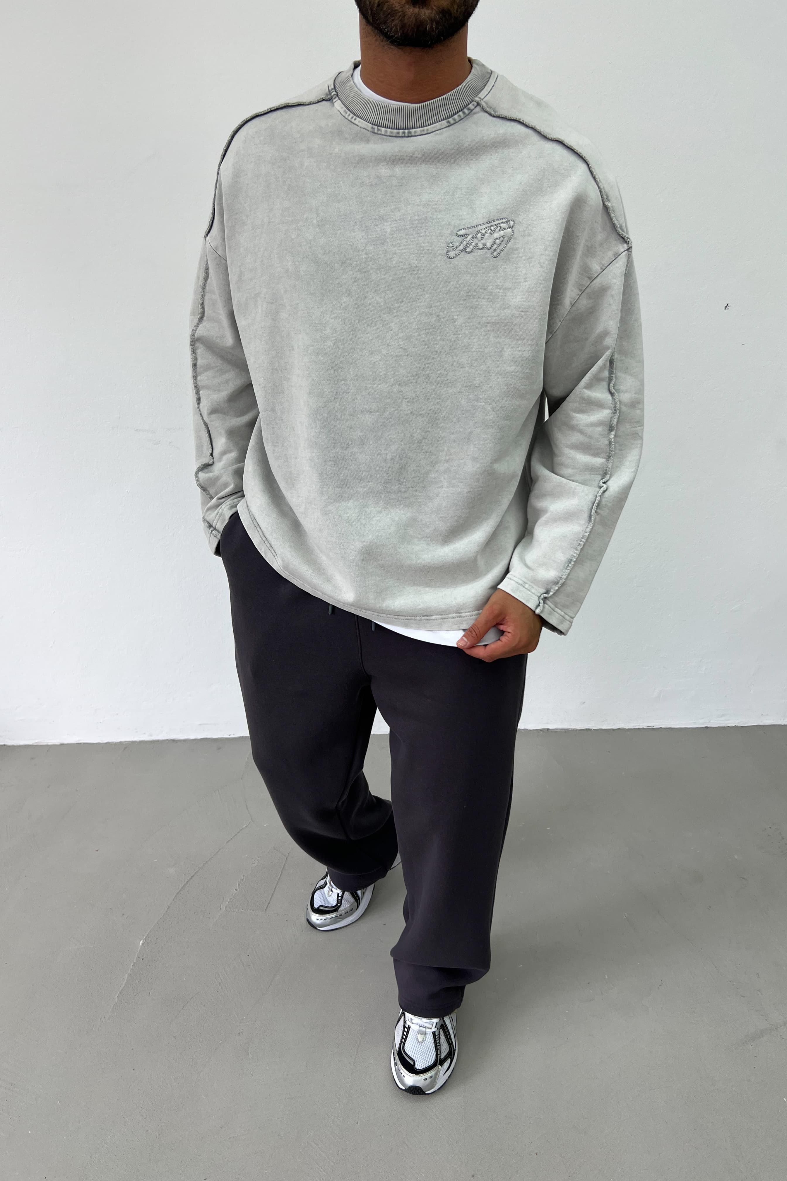Jcy Dikiş Detaylı Yıkamalı Oversize Sweatshirt 26K113