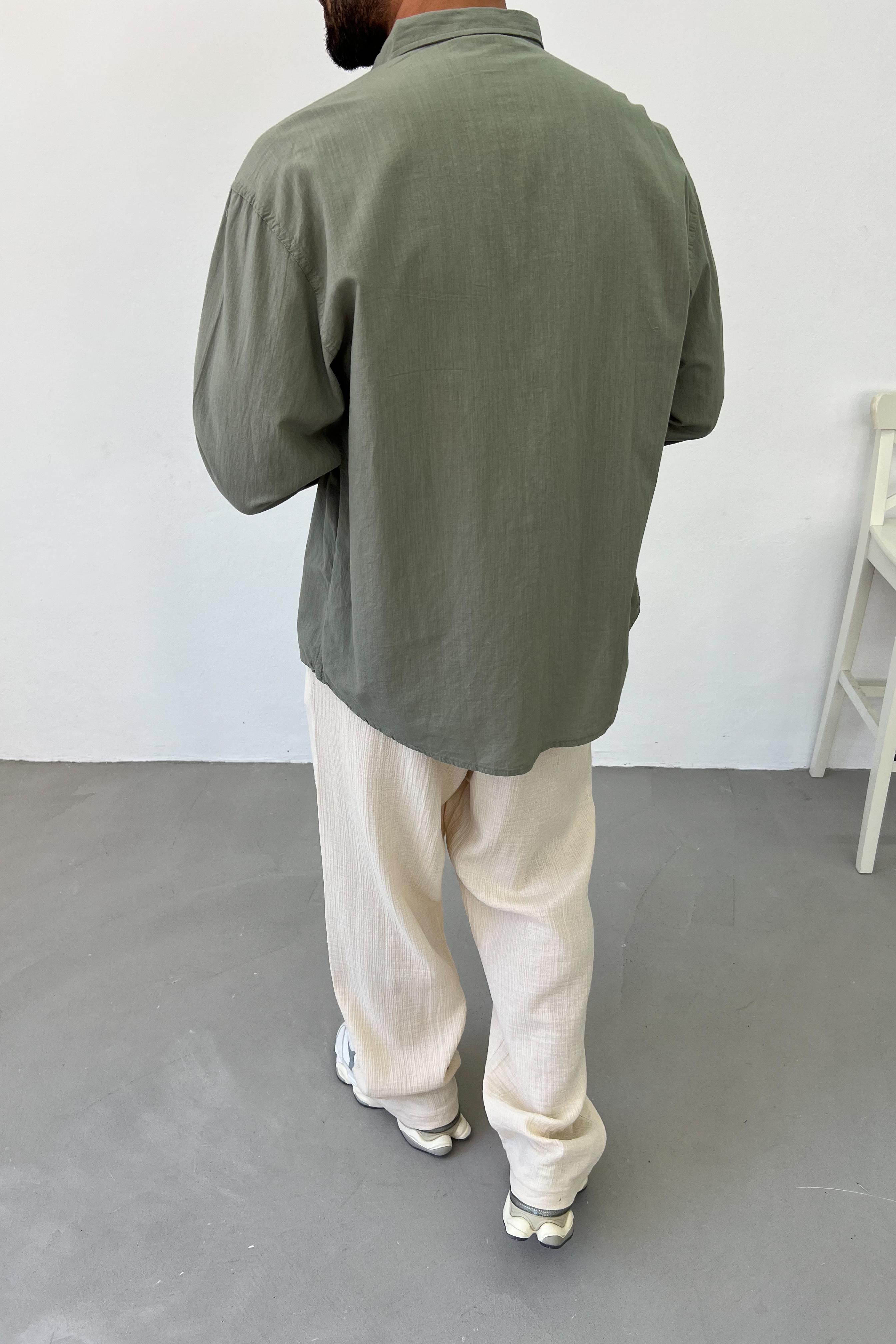 Oversize Basic Keten Gömlek 5138