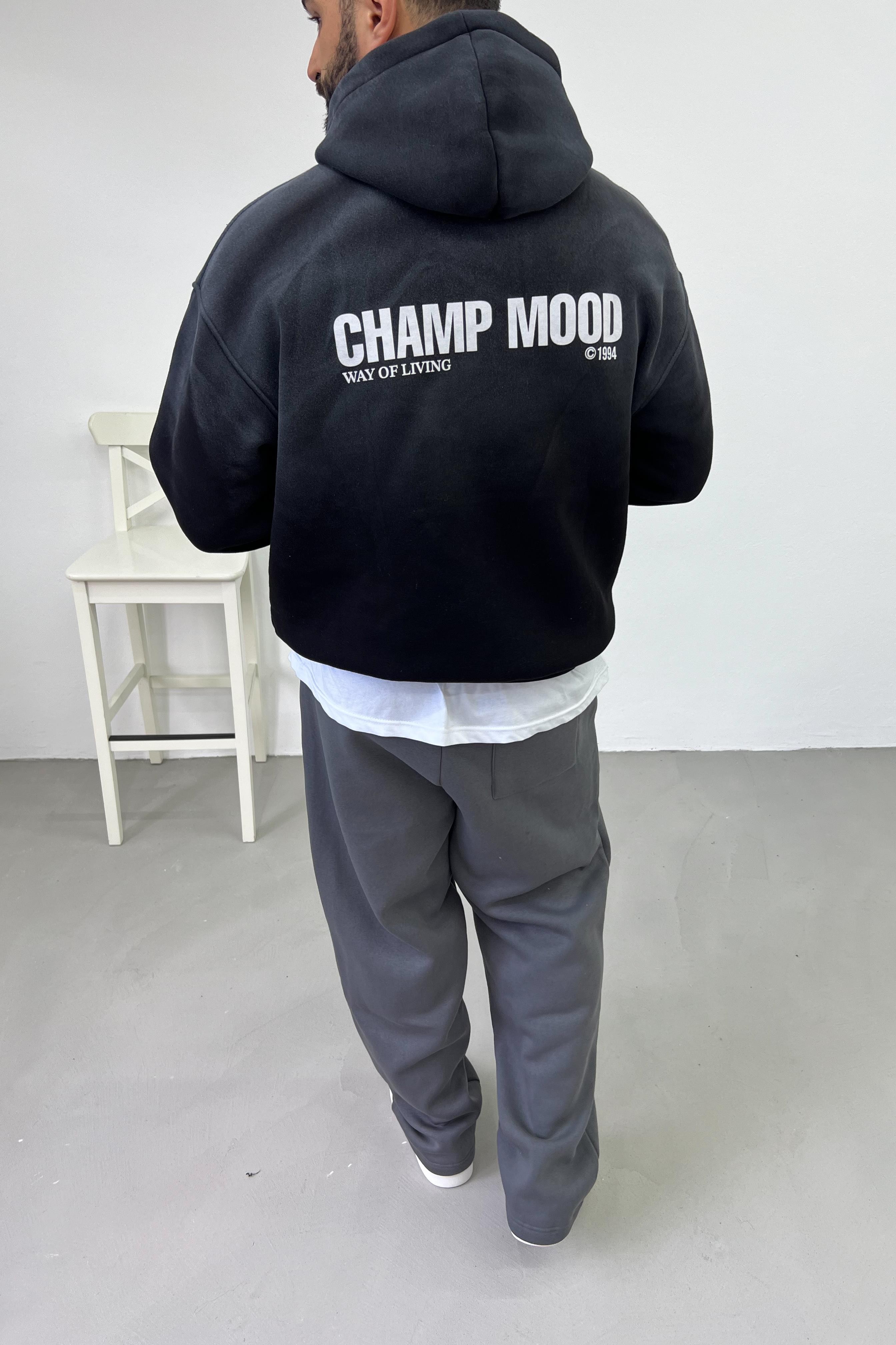 Champ Mood Sprey Boyalı Siyah Oversize Sweatshirt 41