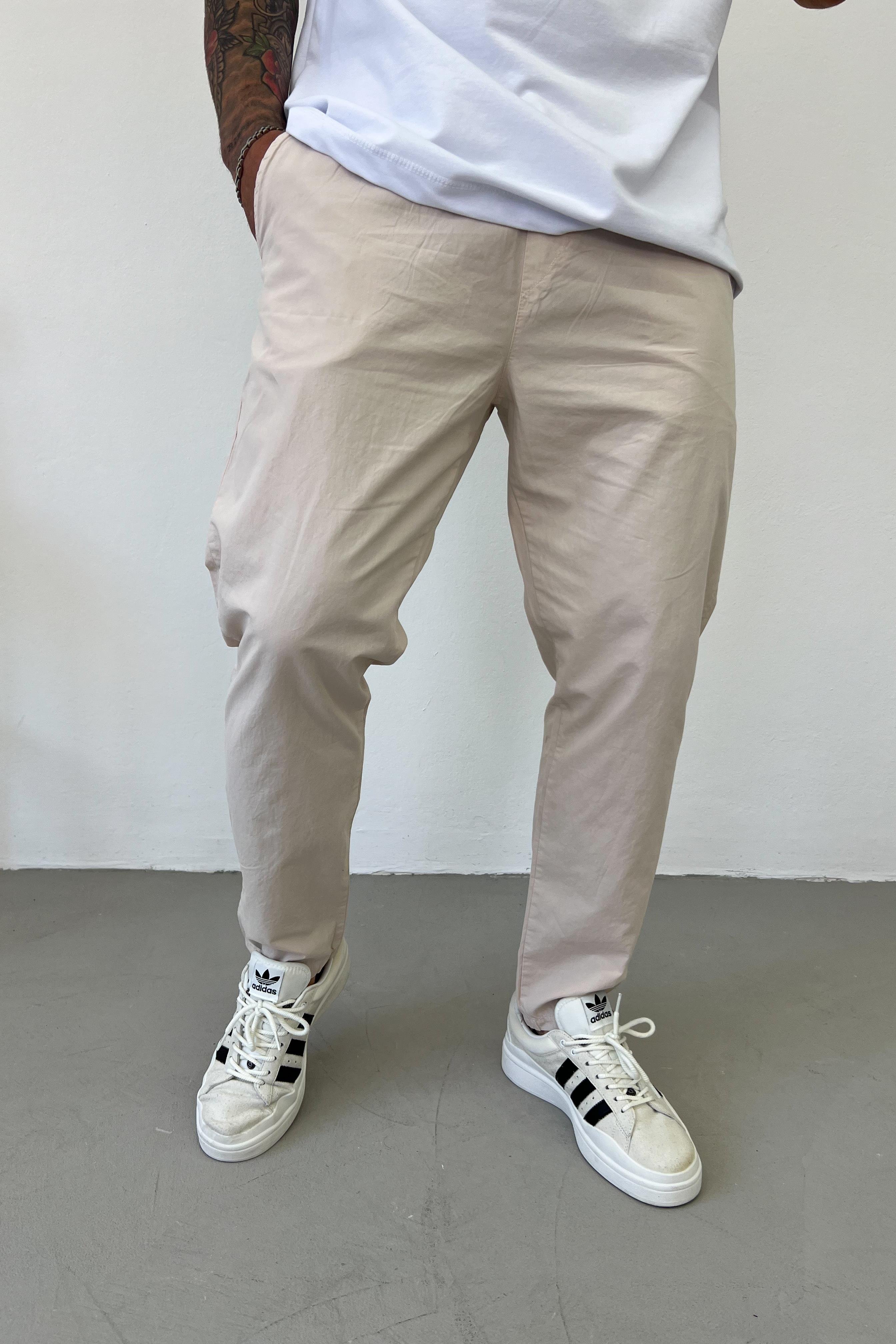 Beli Lastikli Gabardin Kumaş Bej Pantolon 103