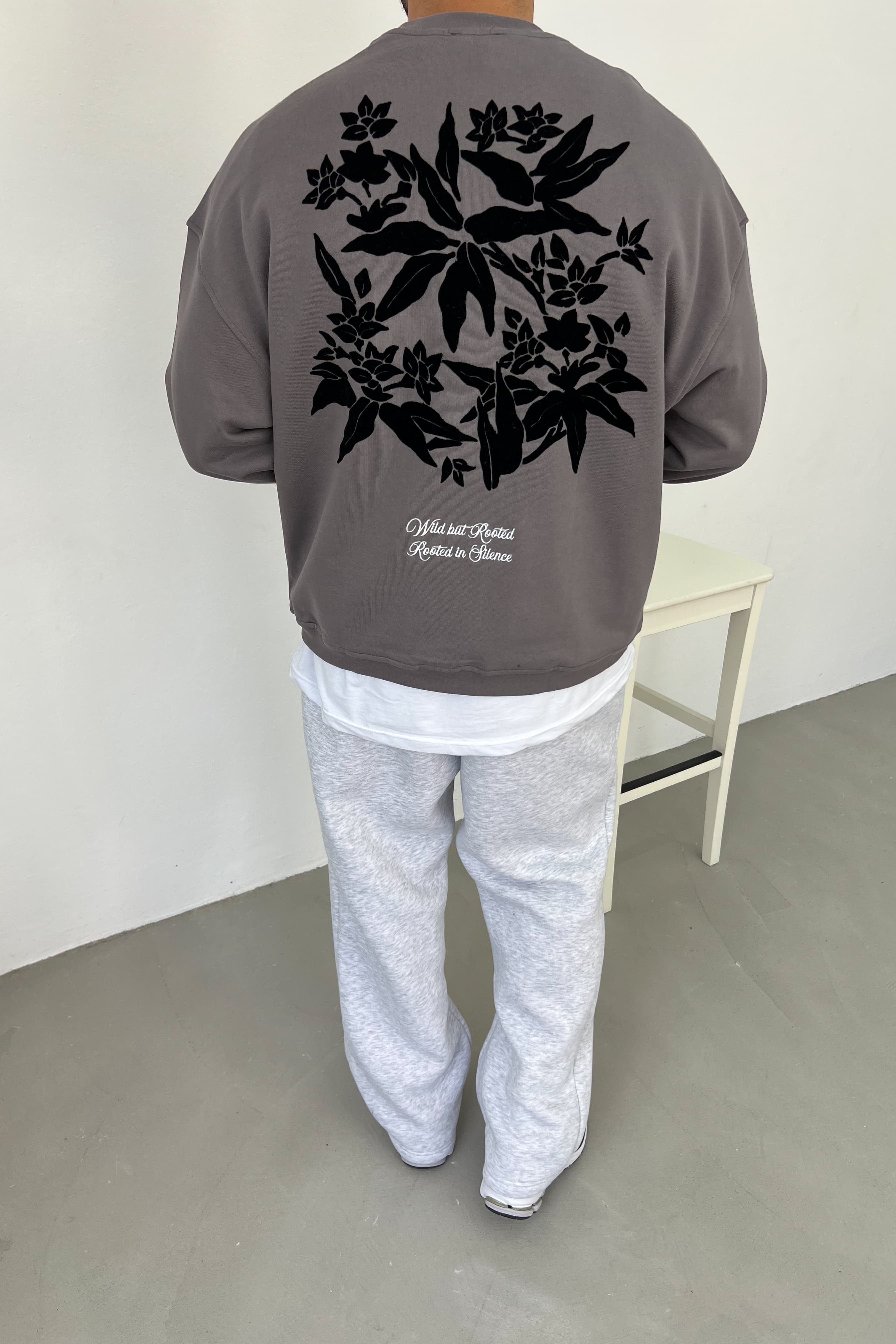 Roasted Baskılı Oversize Sweatshirt 26K131 - Füme
