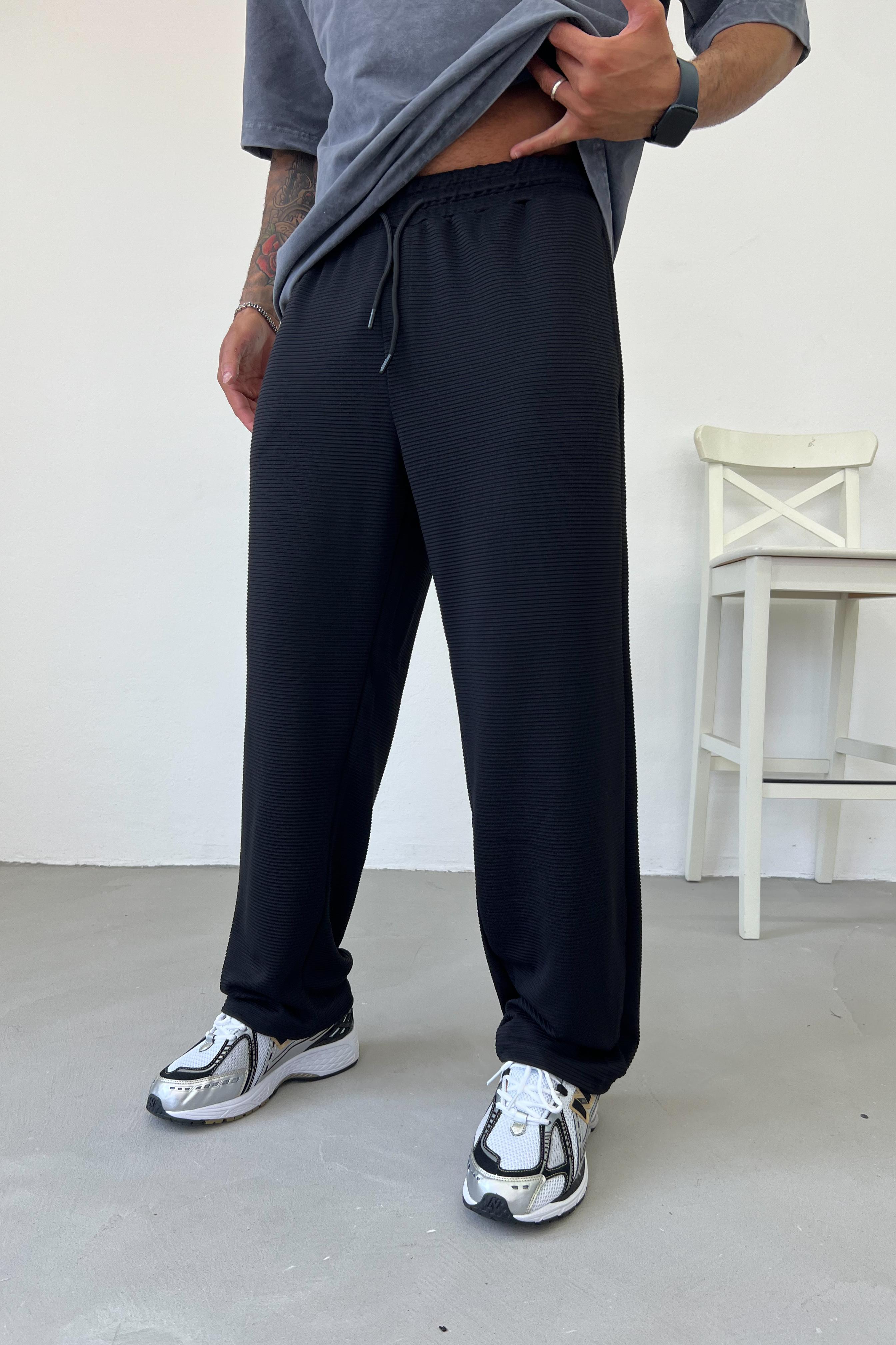 Yatay Çizgili Basic Baggy Eşofman 435