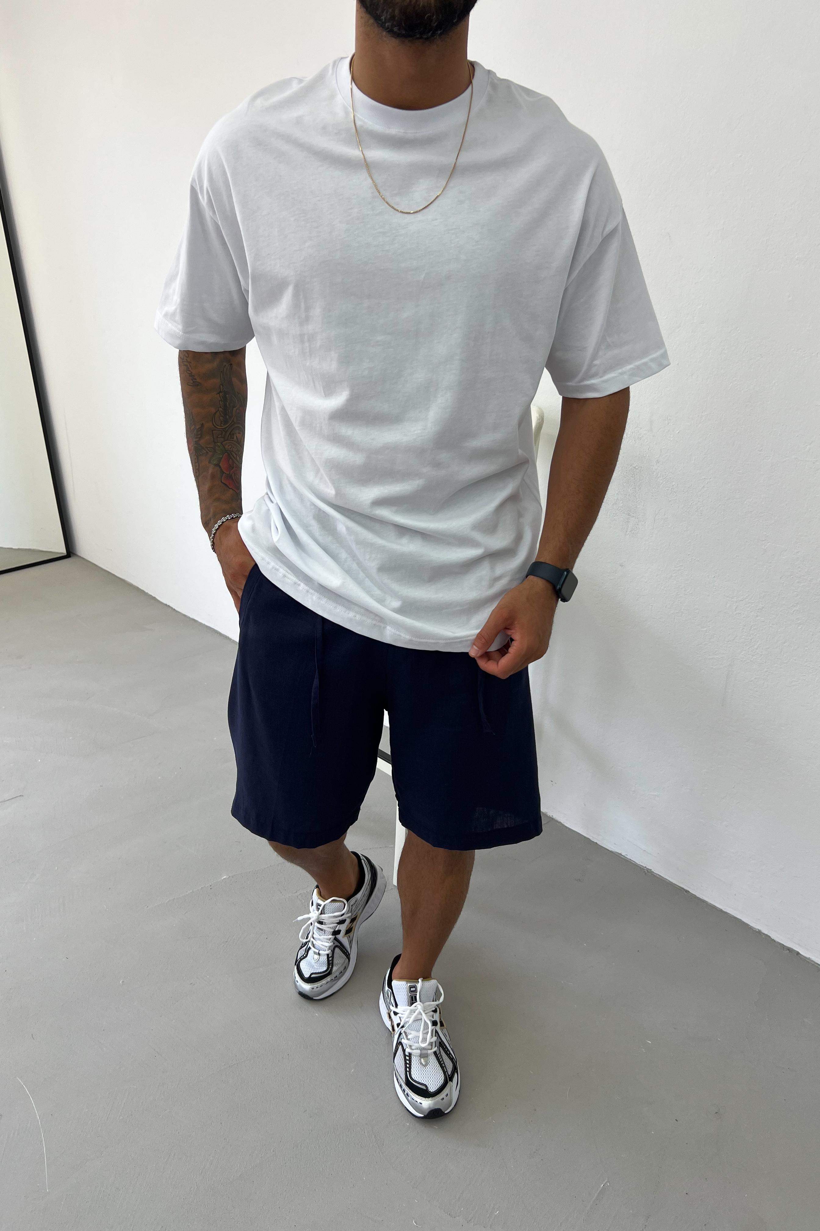 İnce Basic Oversize Tshirt 0426 - Beyaz