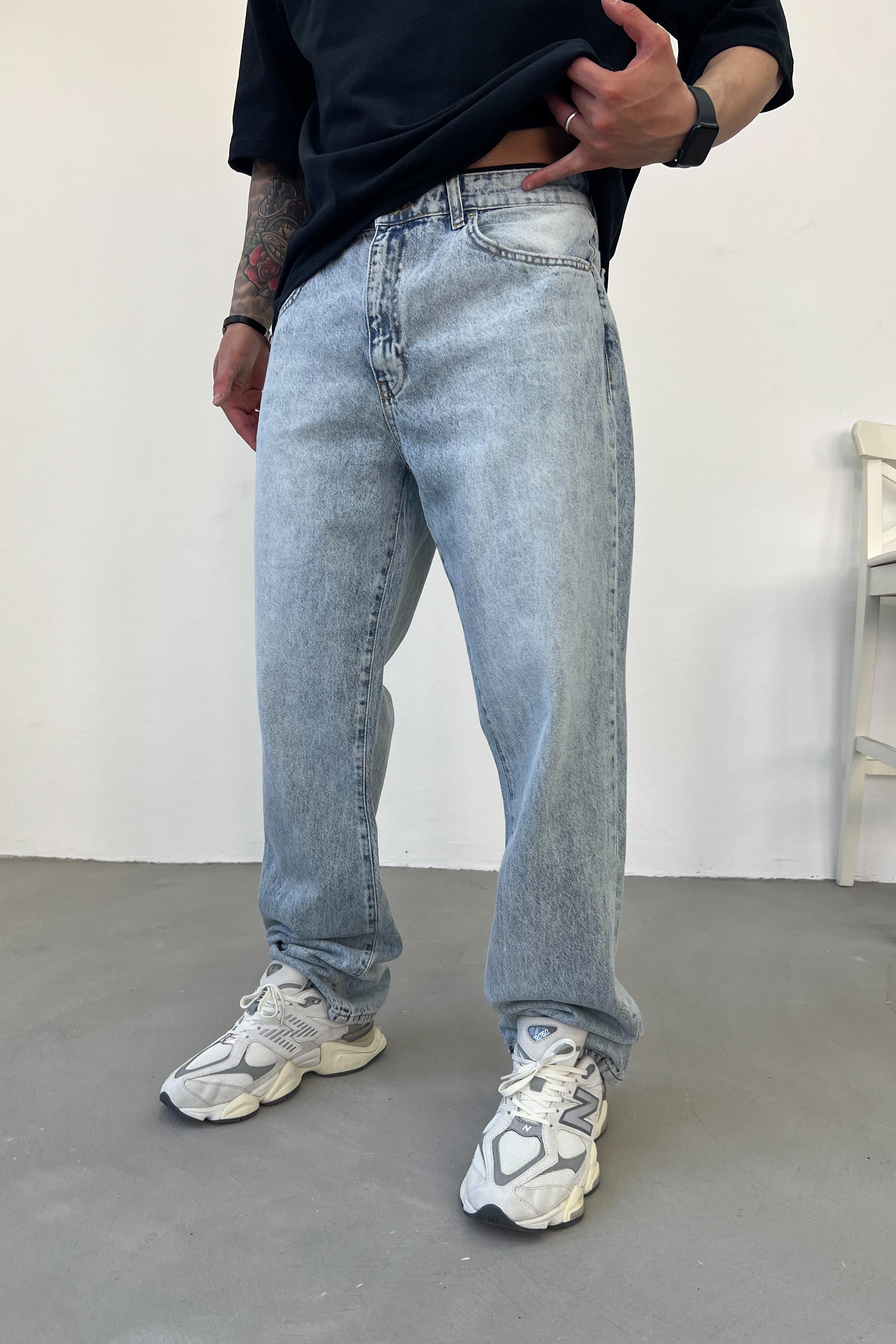 Buz Mavi Baggy Pantolon 16716-STD