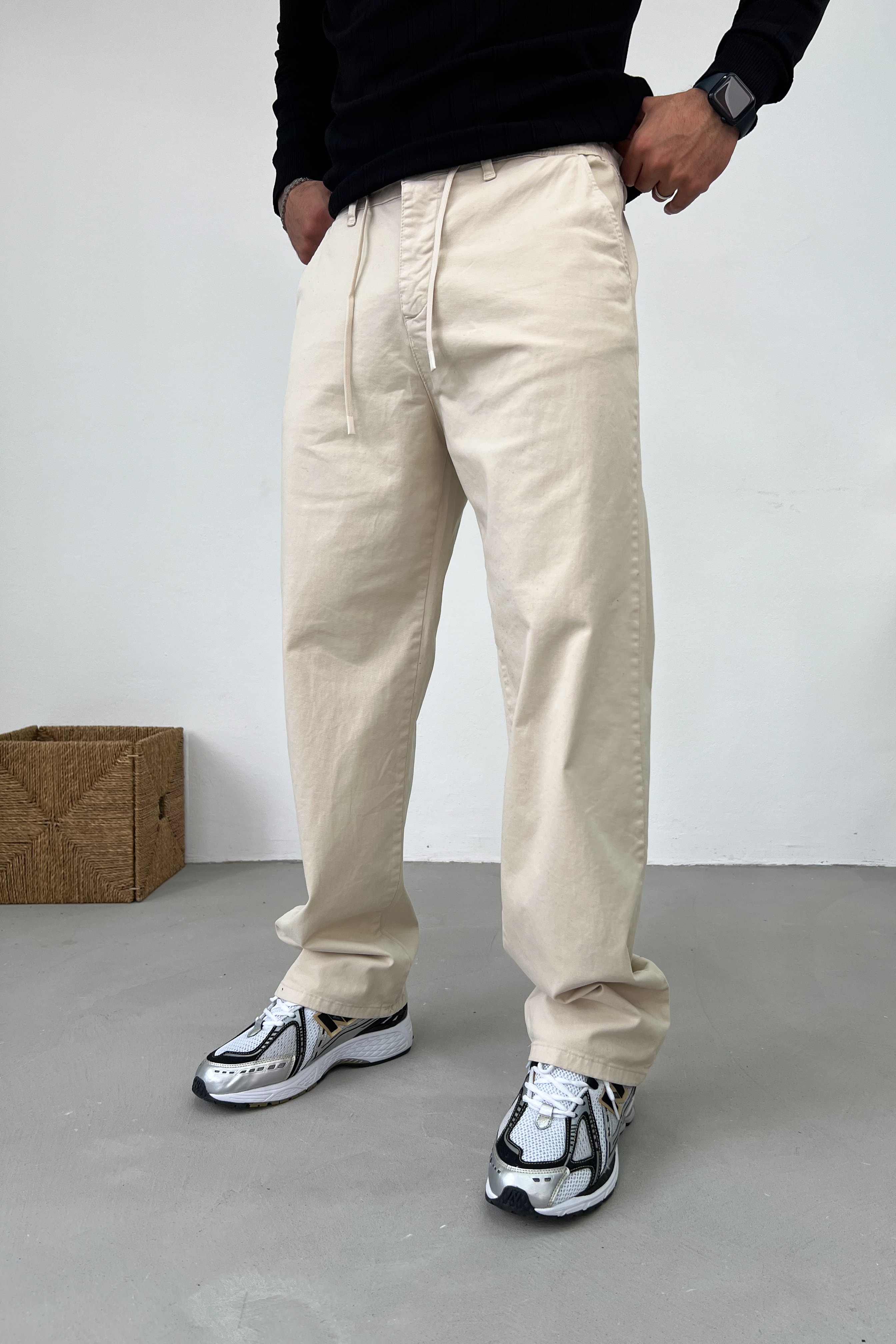 Beli İp Detaylı Gabardin Baggy Pantolon 3098
