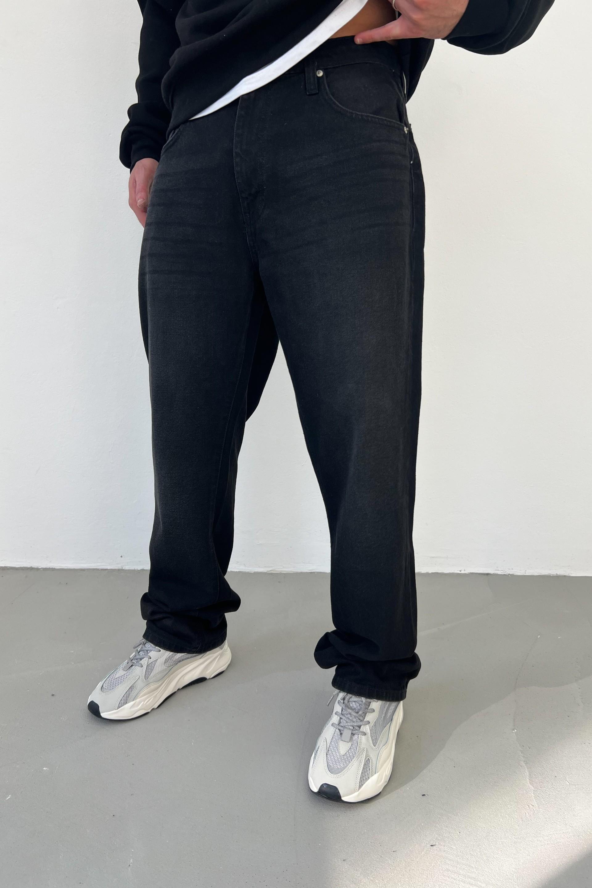 Taşlamalı Füme Baggy Pantolon 16549-STD
