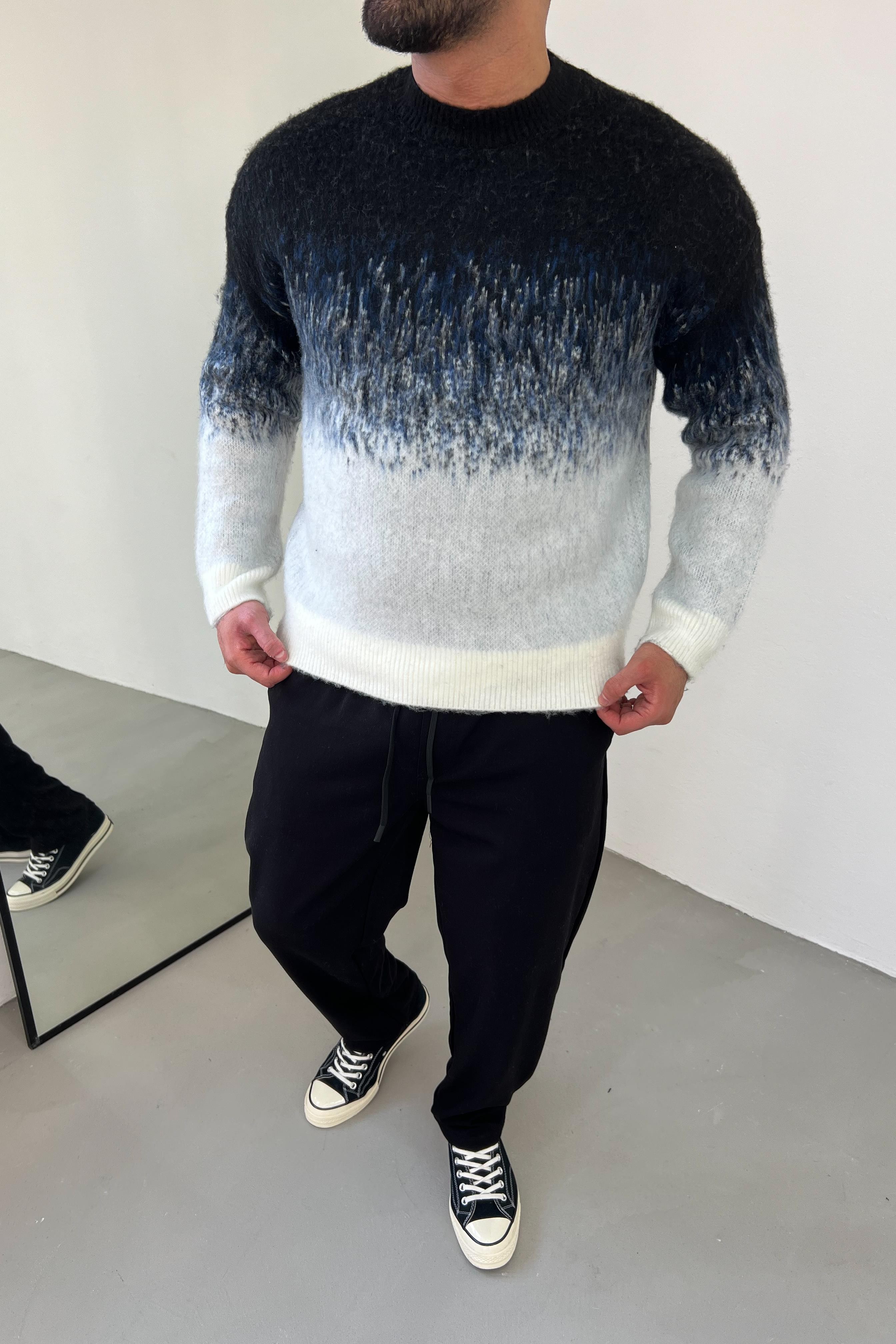 Desenli Oversize Mavi Triko 2070