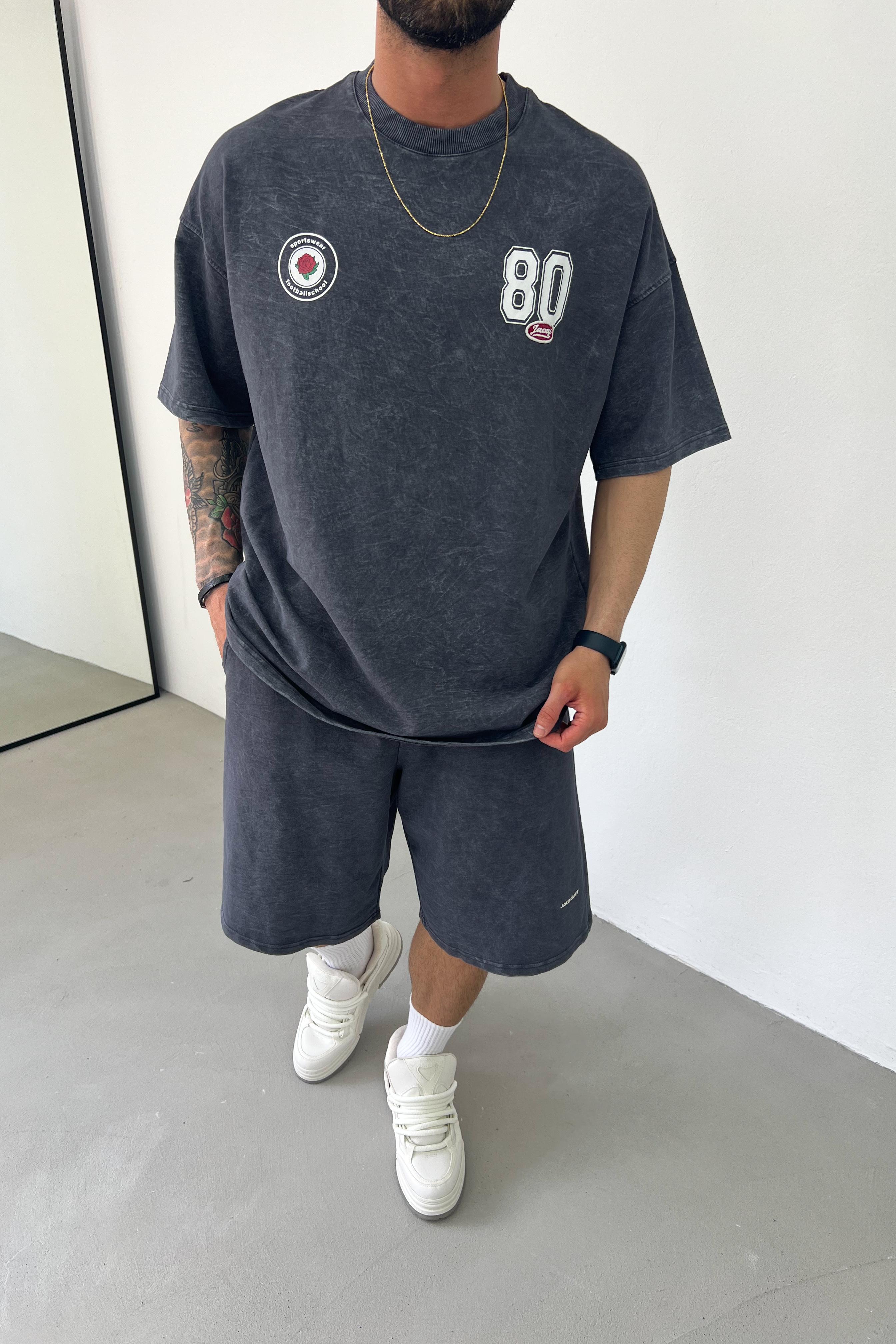 80 Baskılı Yıkamalı Oversize Tshirt 25Y192