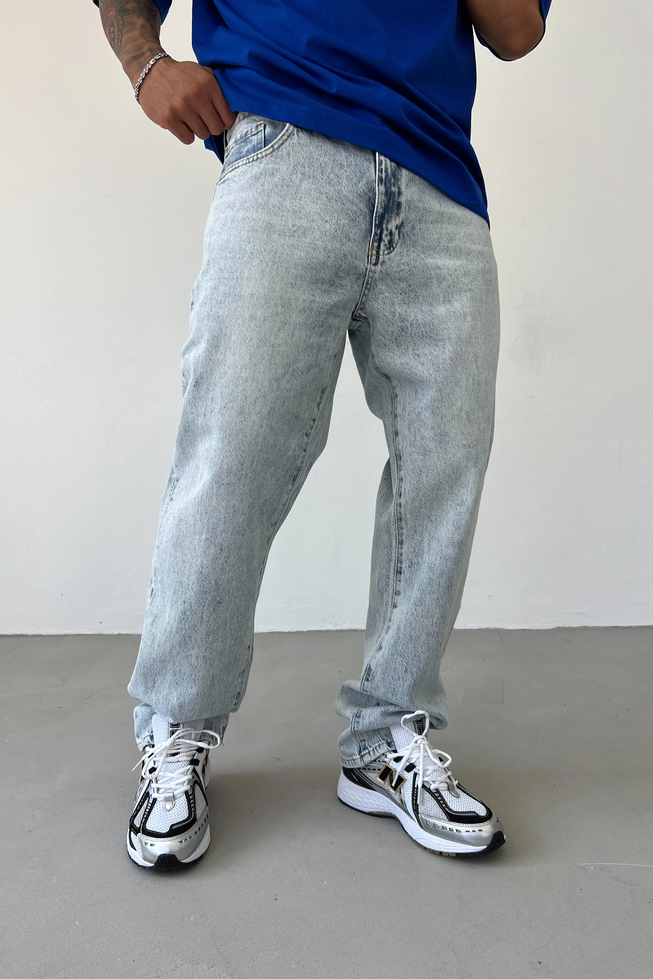 Buz Mavi Baggy Pantolon 16716-STD