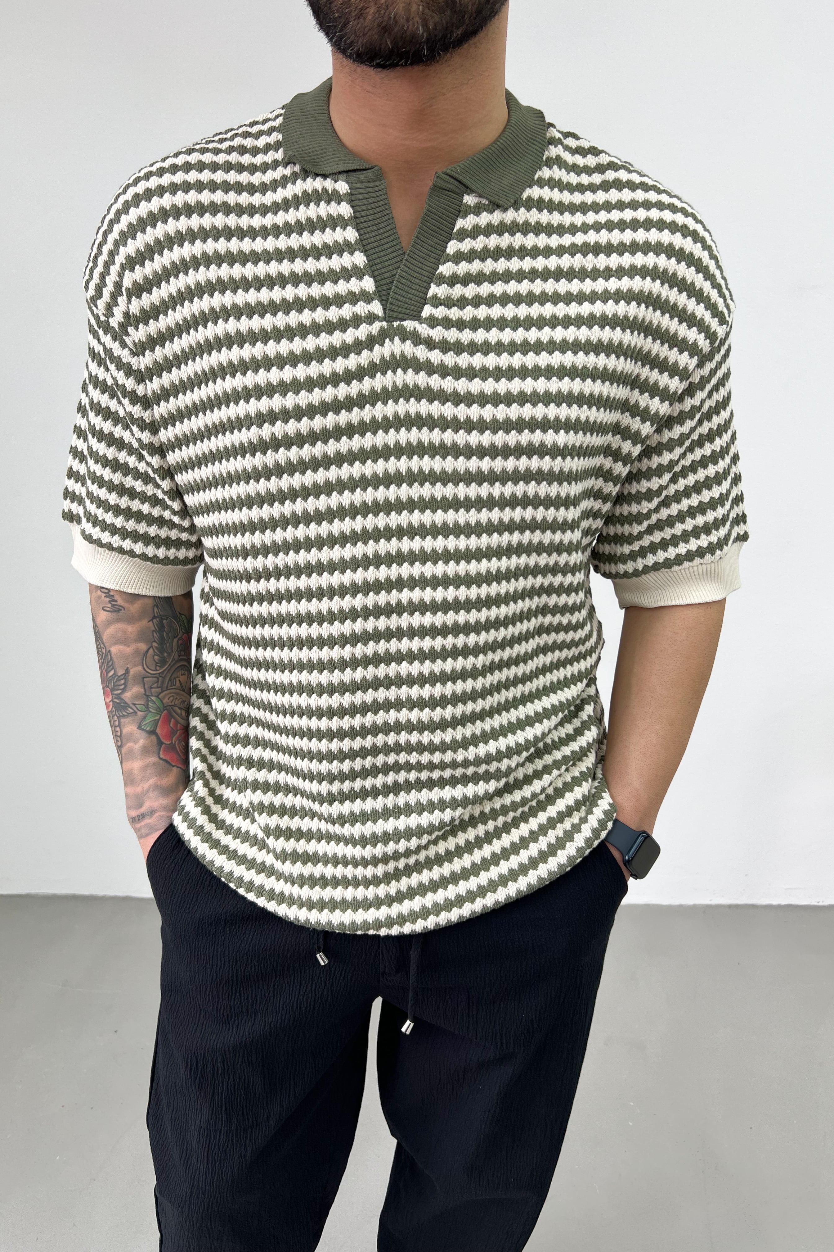 Diagonel Kumaş Polo Yaka Tshirt 24121