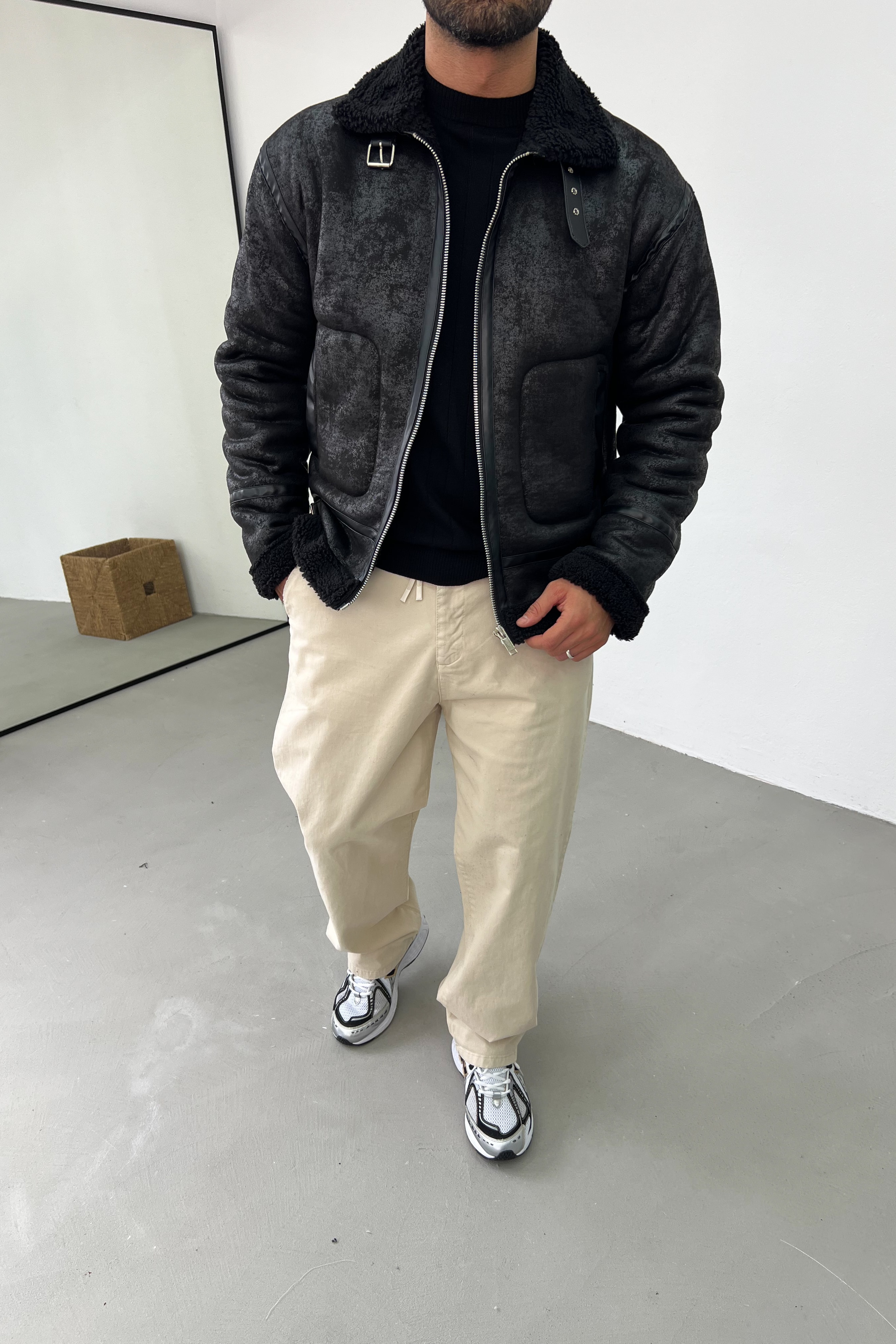 Kürklü Deri Mont 2343 - Siyah