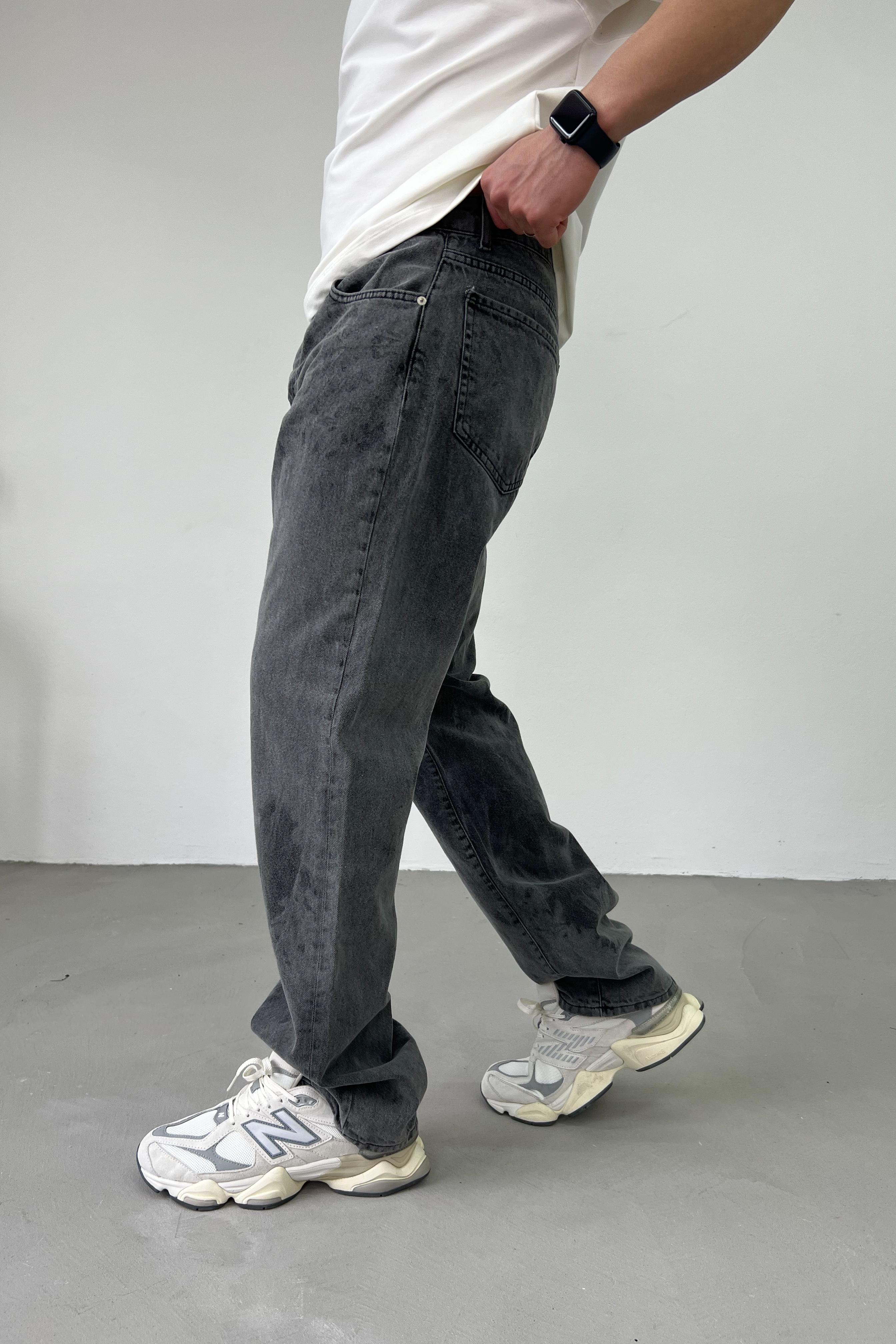 Batik Yıkamalı Gri Baggy Pantolon 16671-STD