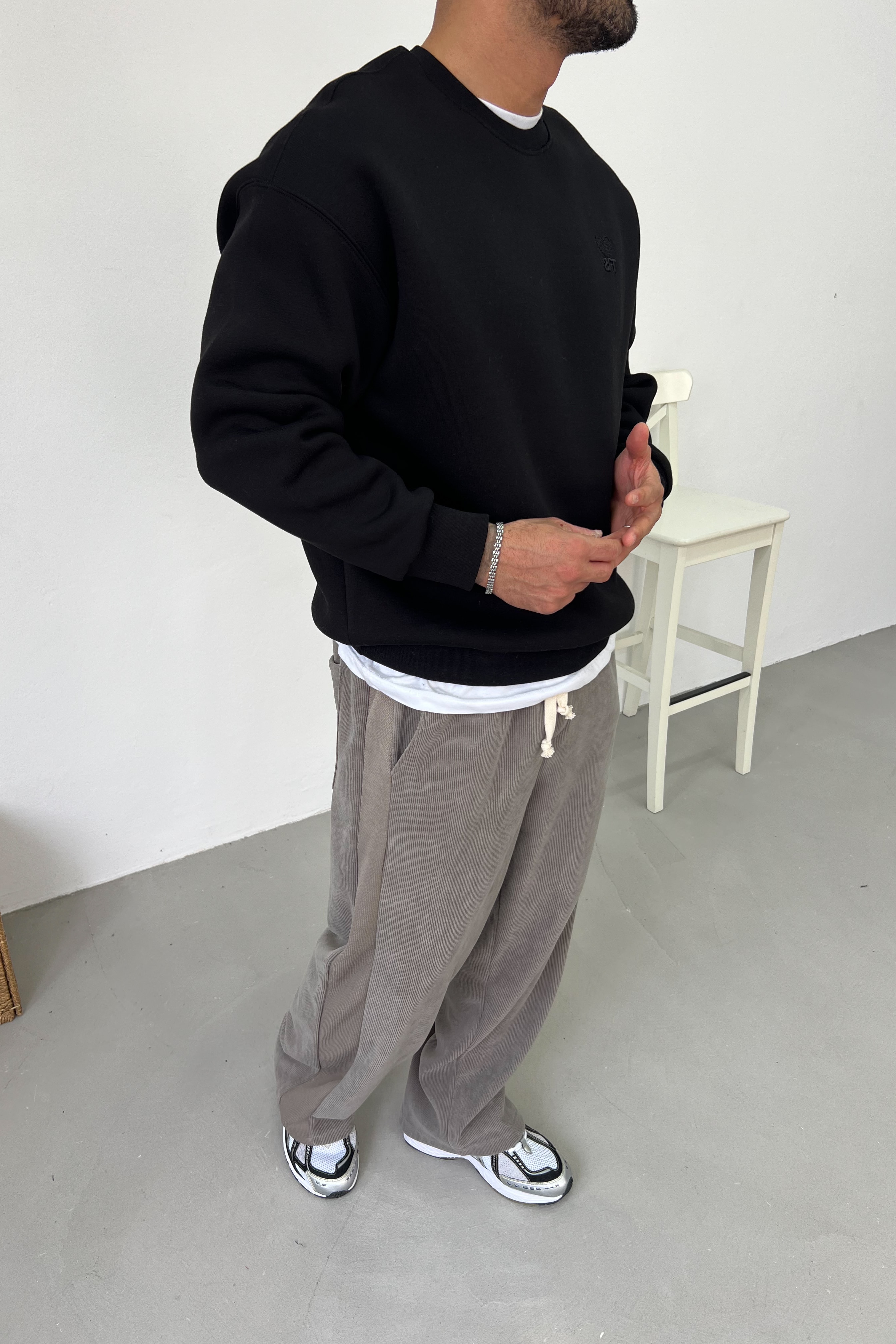 2FT Nakışlı Oversize Basic Sweatshirt 7080