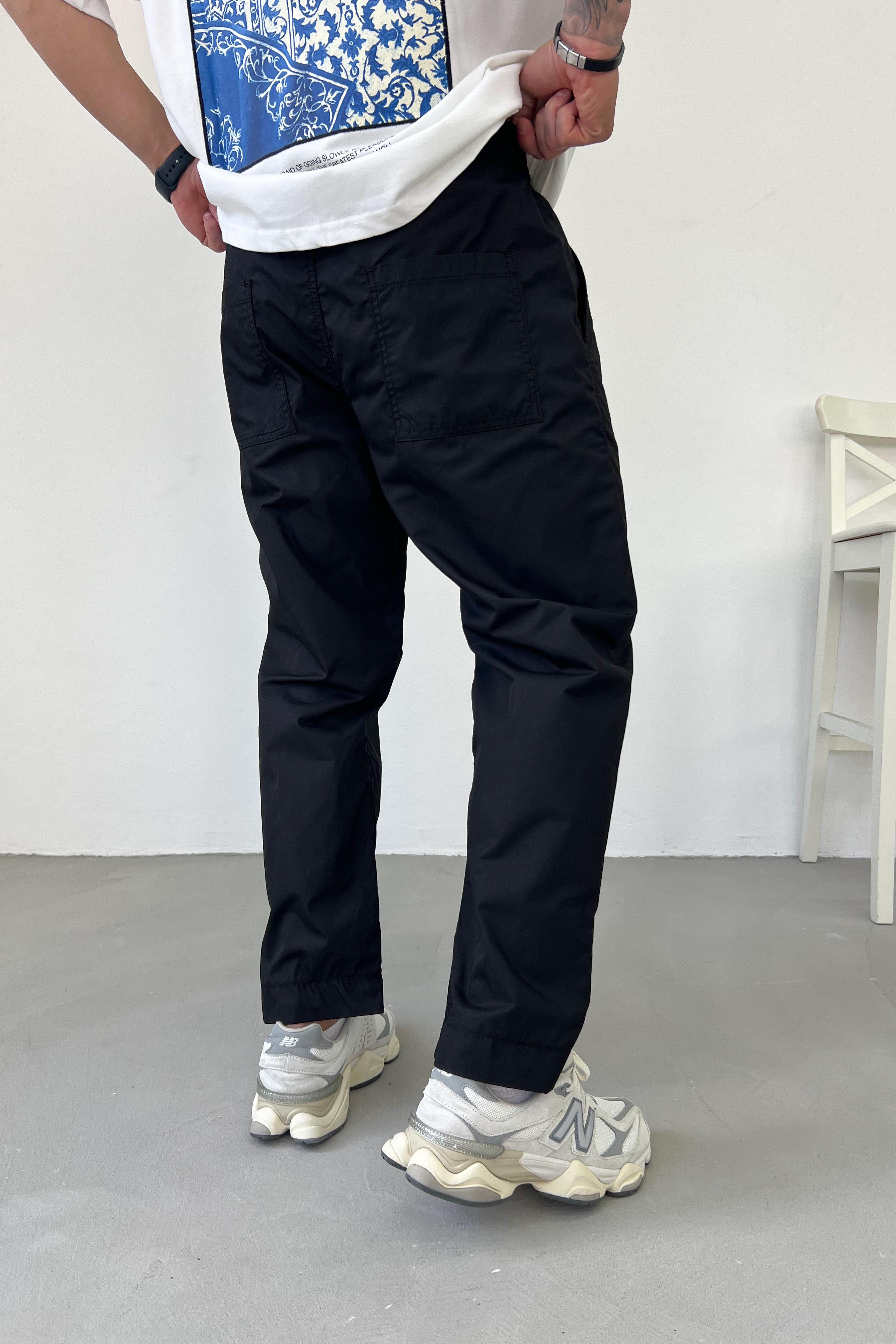 Gabardin Kumaş Siyah Boyfriend Pantolon 16665-STD