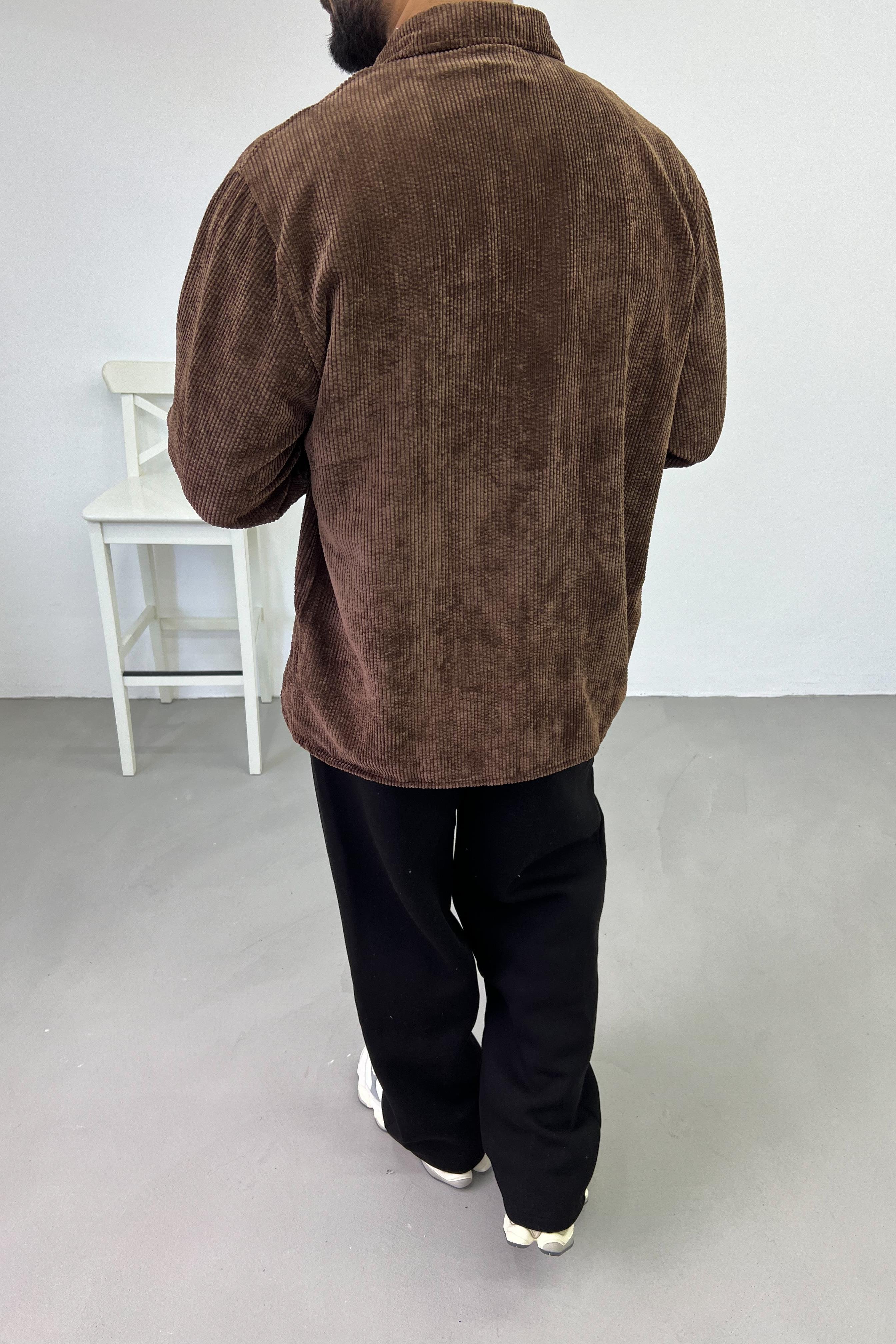 Oversize Kahve Kadife Gömlek 1625