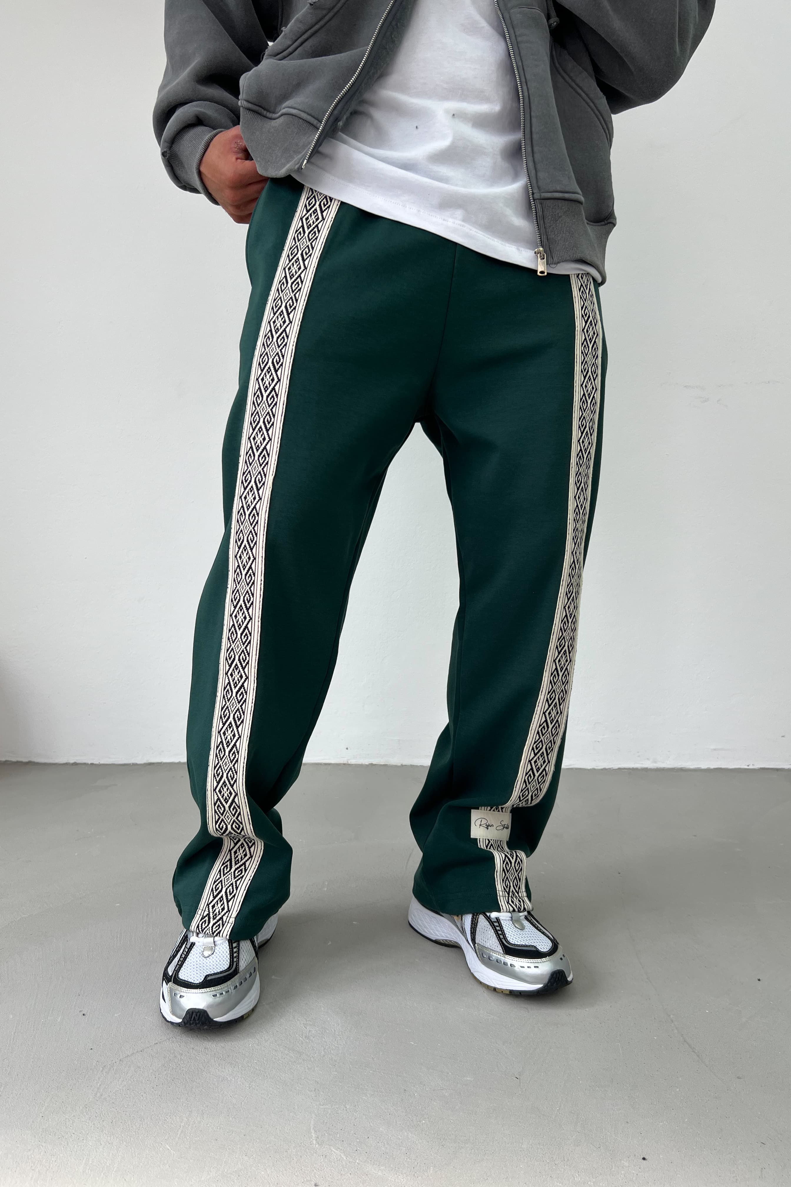 Etnik Şeritli Baggy Eşofman 1000 - Yeşil