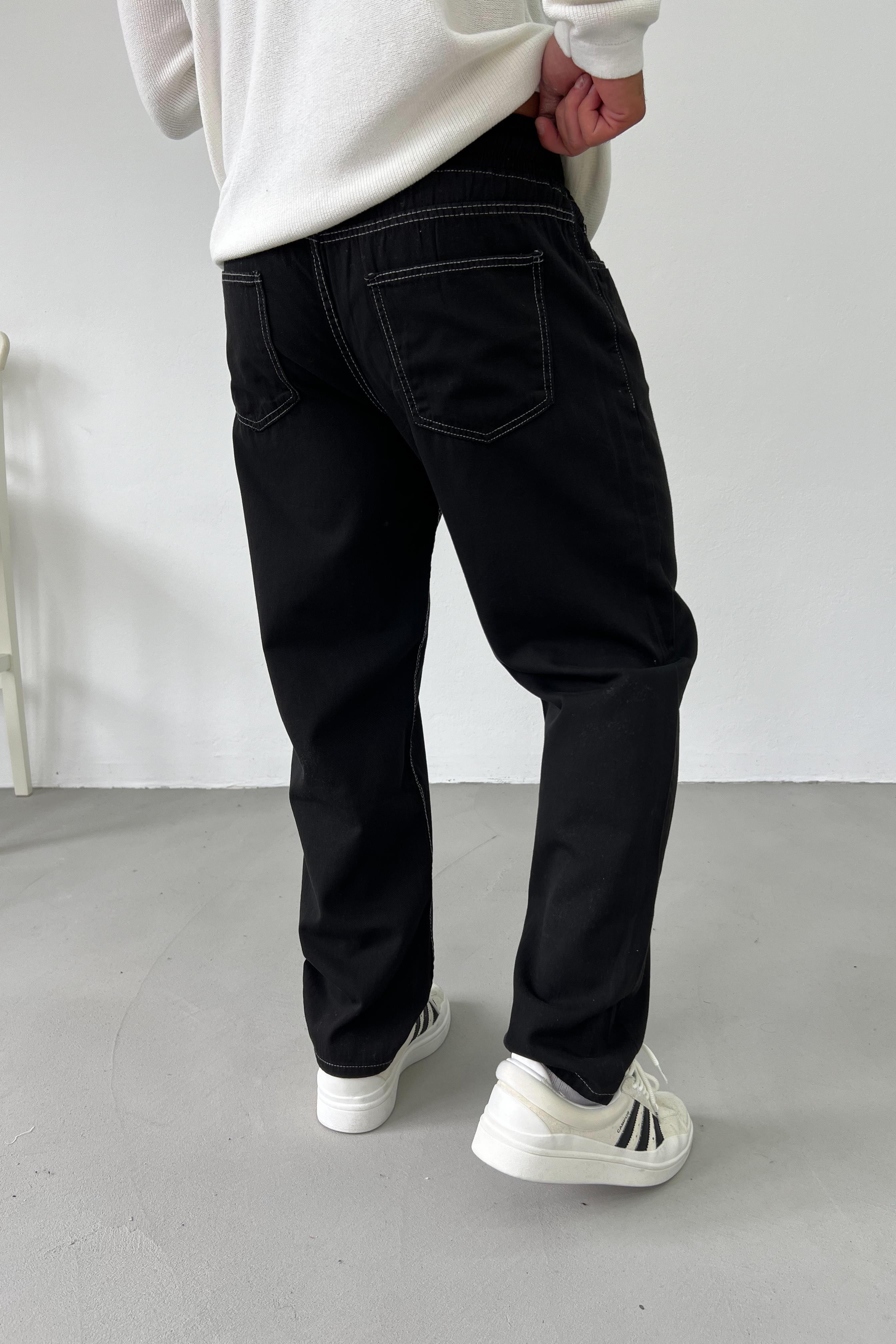 Beli Lastikli Siyah Gabardin Pantolon 2694