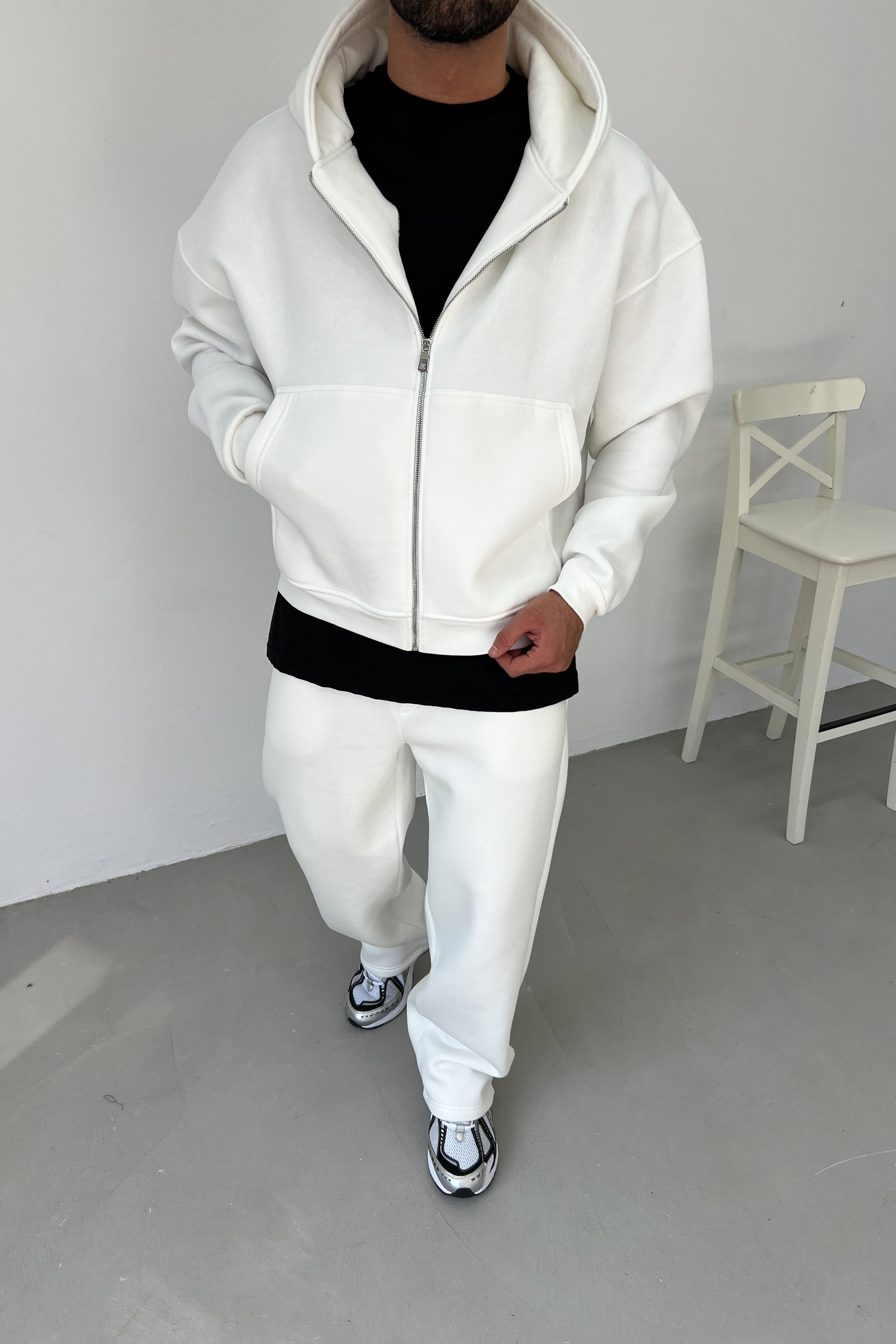 Kapüşonlu Oversize Basic Sweatshirt 26K115 - Beyaz