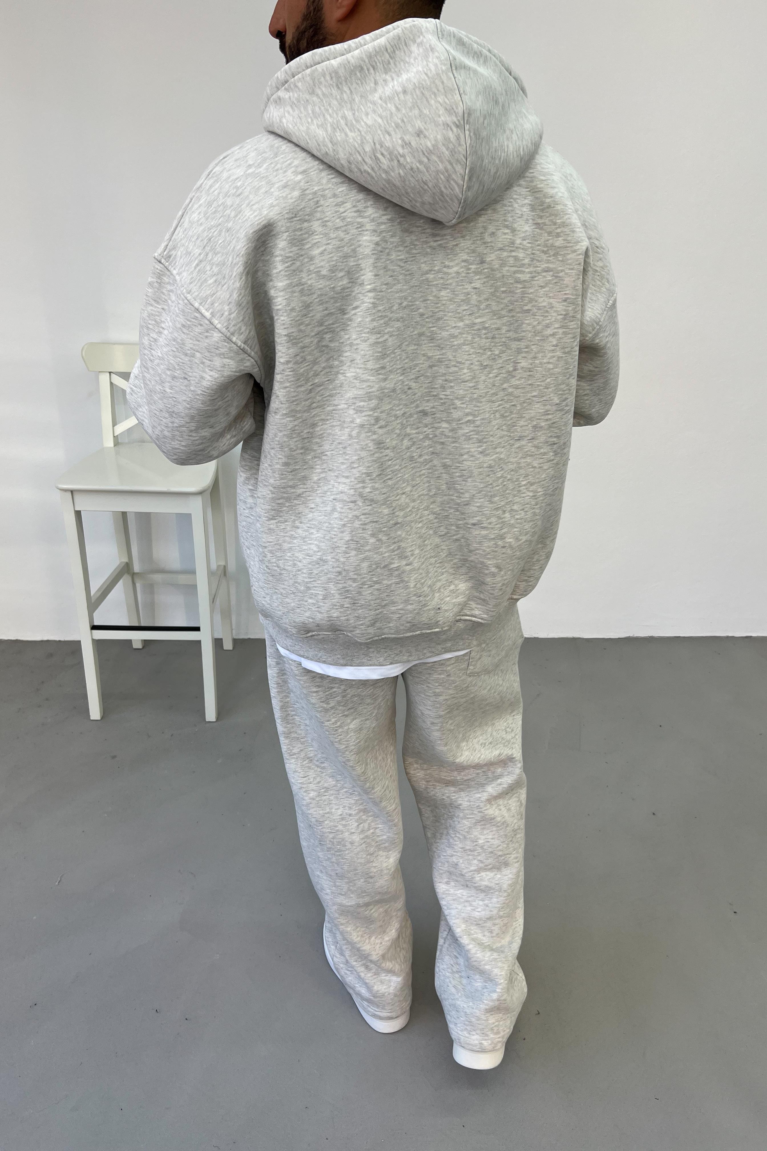 Fermuarlı Oversize Kar Melanj Basic Sweatshirt 1375