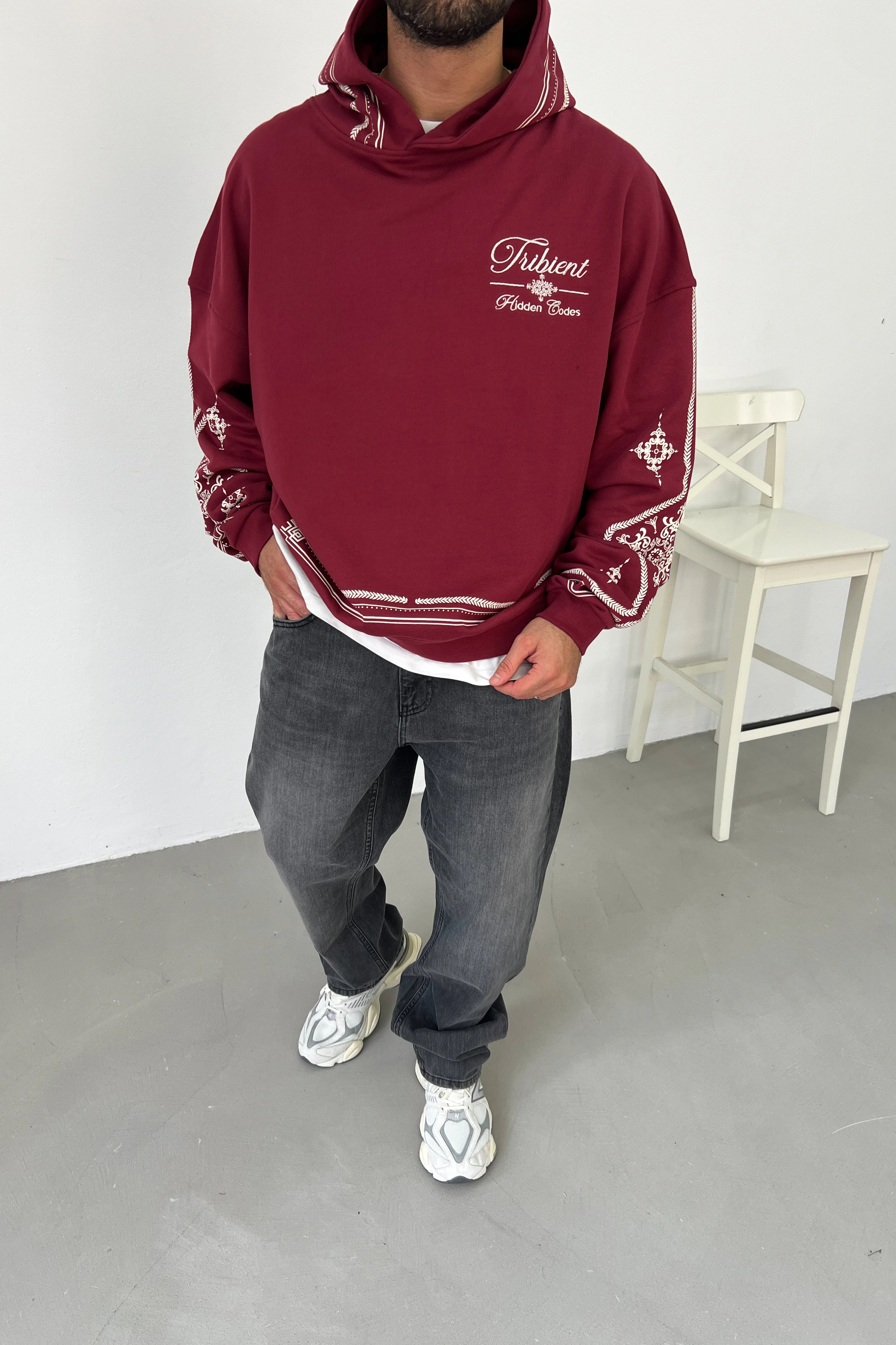 Tribient Desenli Oversize Sweatshirt 26K133 - Bordo