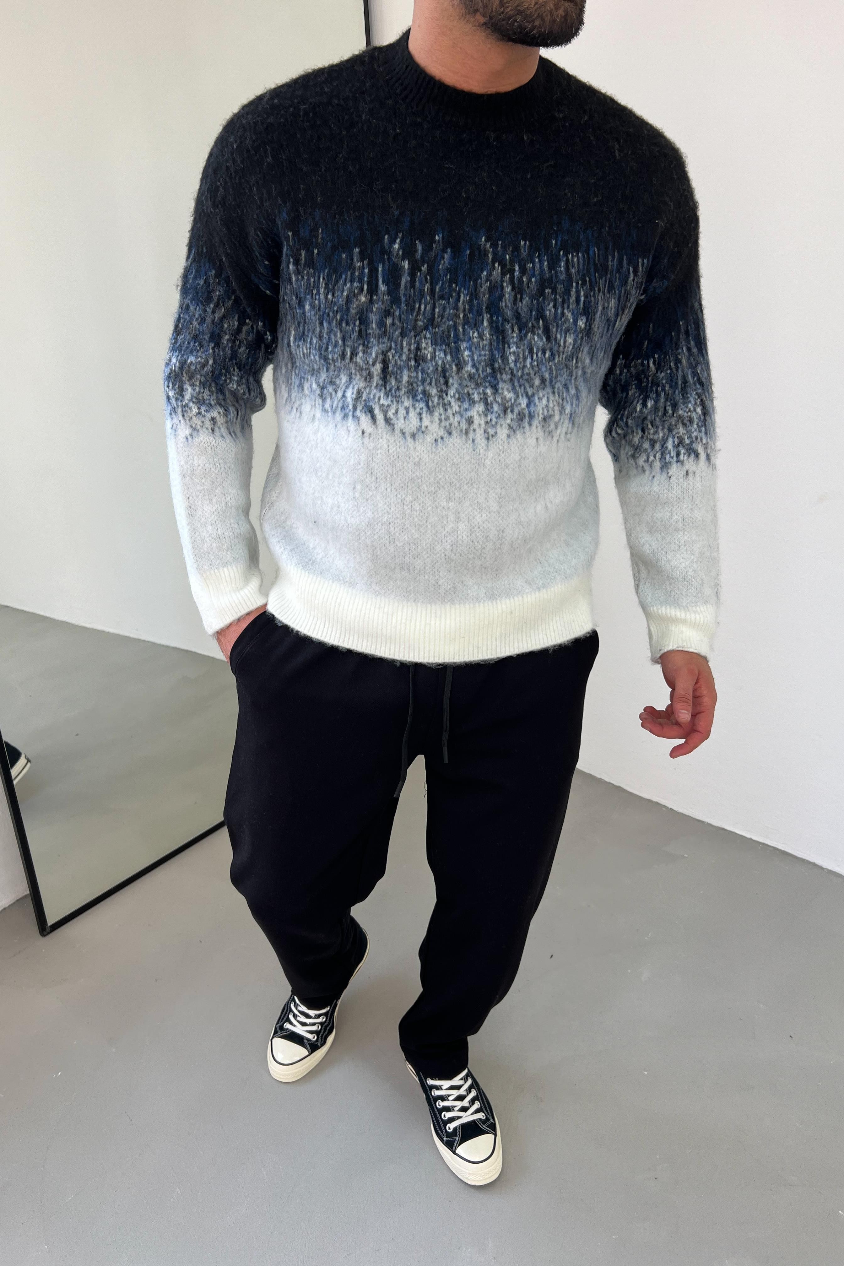 Desenli Oversize Mavi Triko 2070