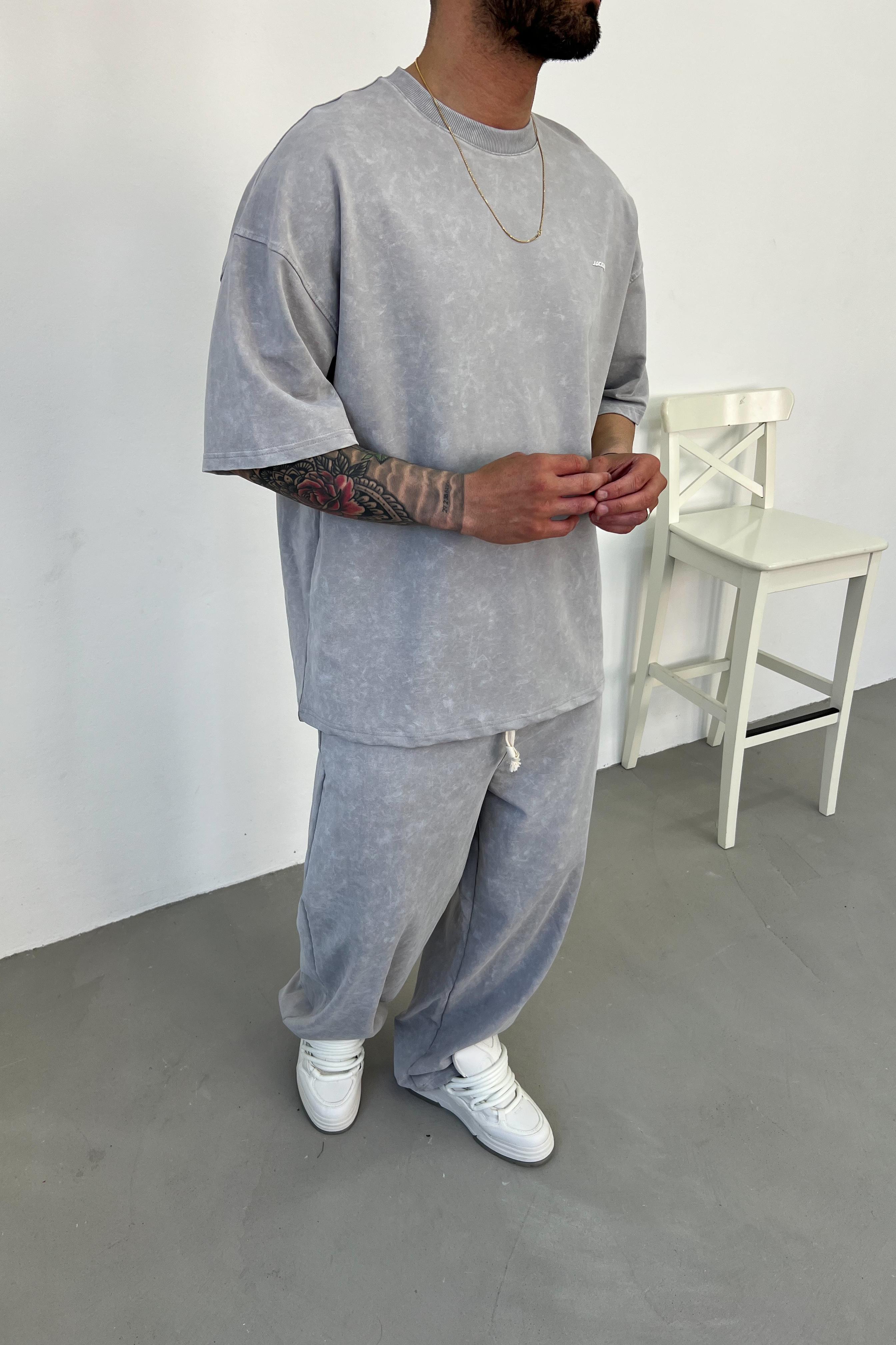 Jacey Göğüs Yazılı Yıkamalı Oversize Tshirt 25Y201