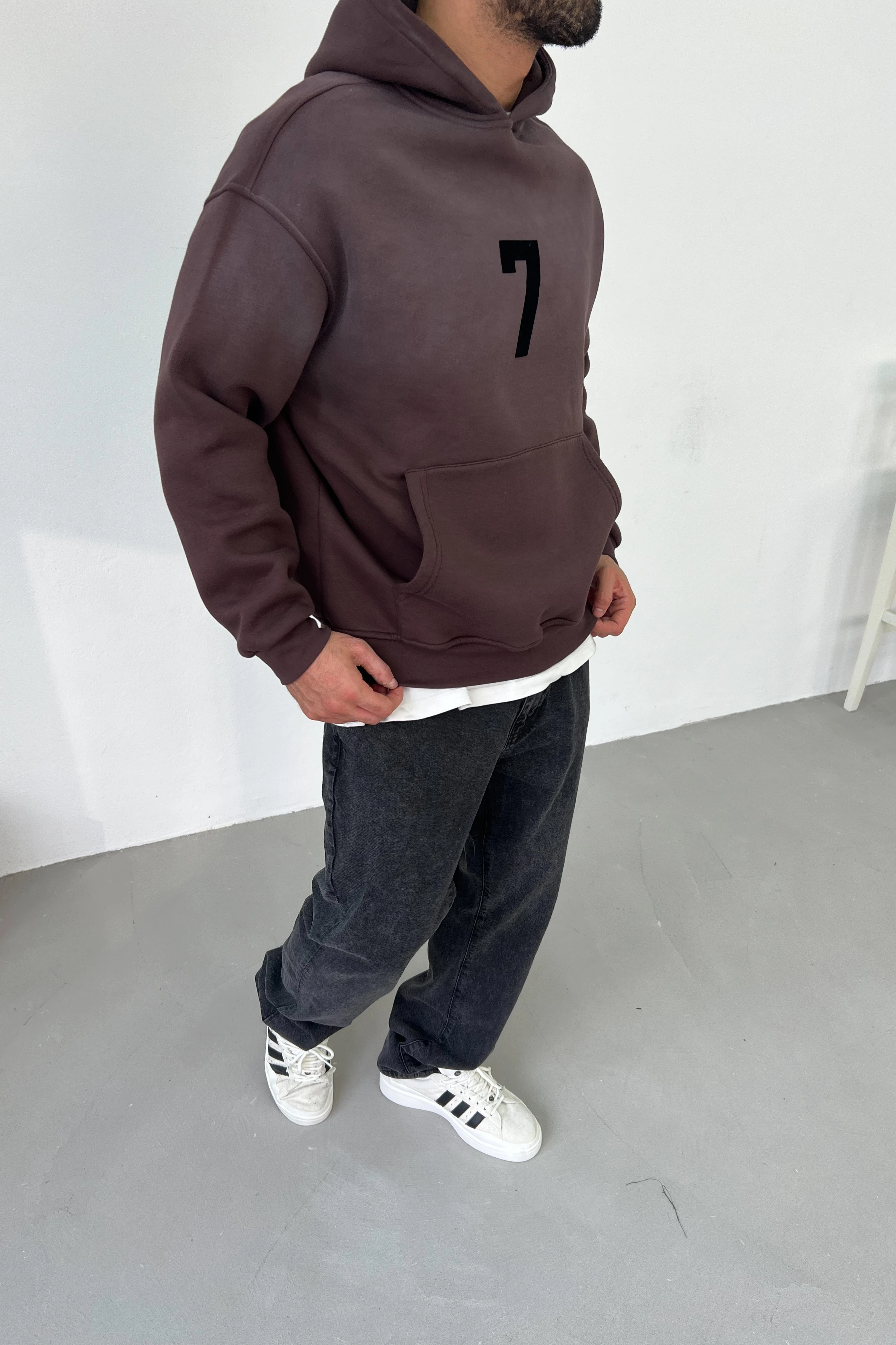 7 Baskılı Yıkamalı Oversize Sweatshirt 71-84