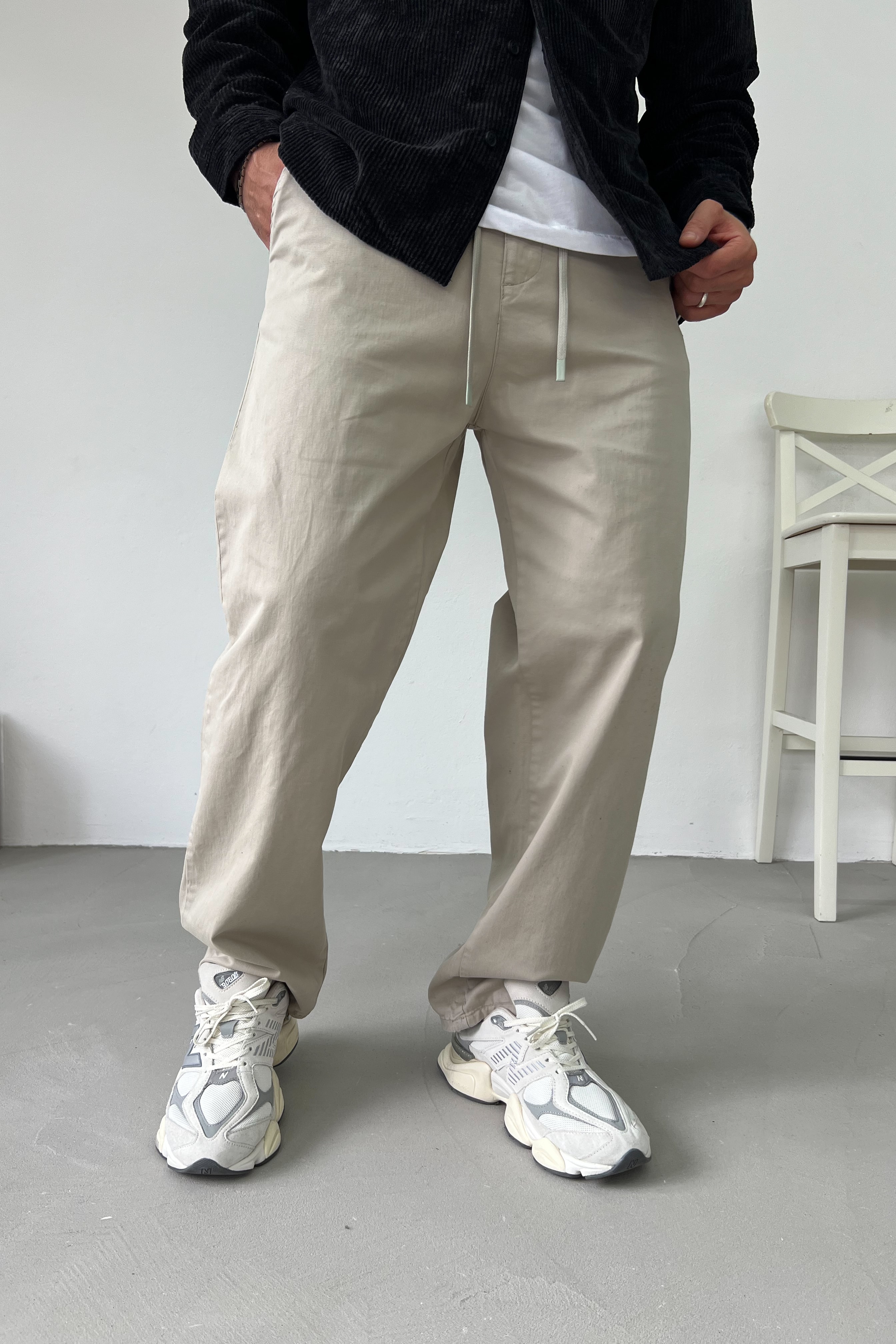 Beli İp Detaylı Gabardin Baggy Pantolon 3098 - Yeşil