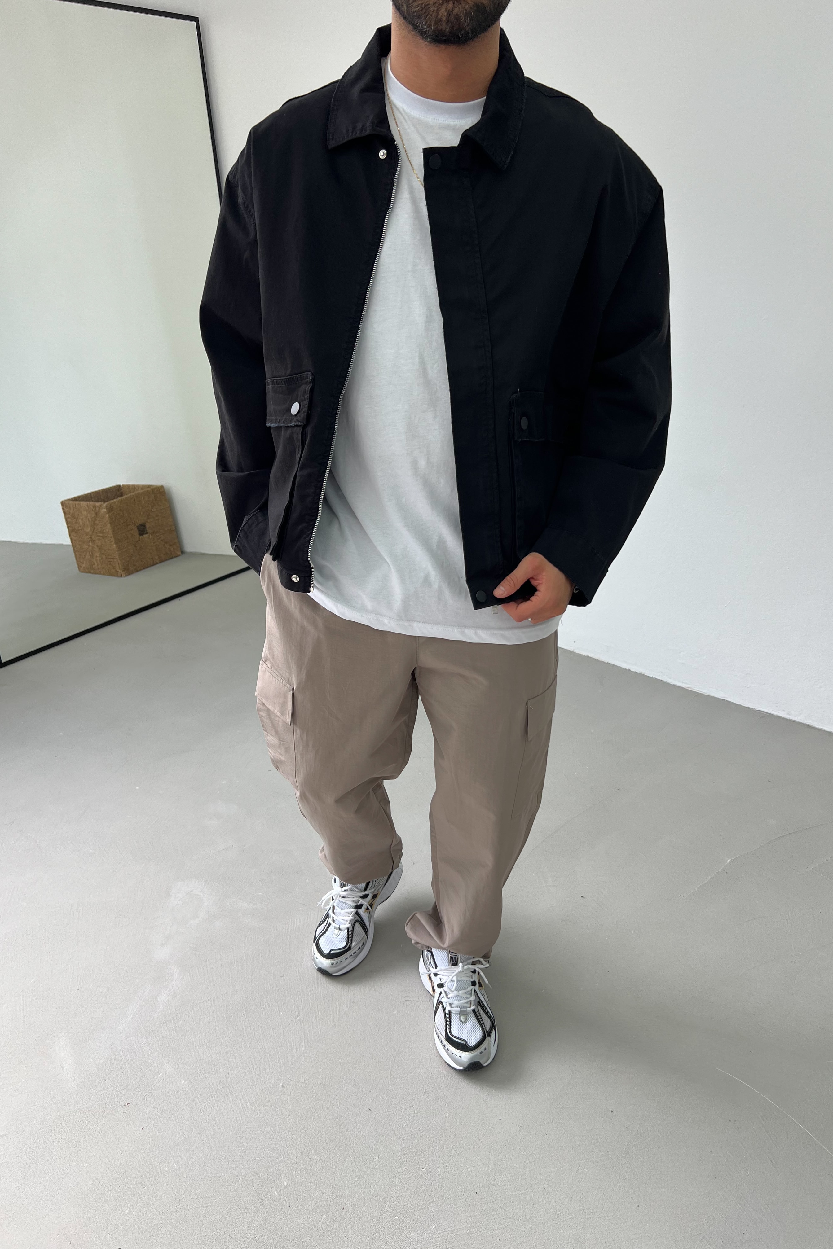 Oversize Tokyo Gabardin Ceket 7401 - Siyah