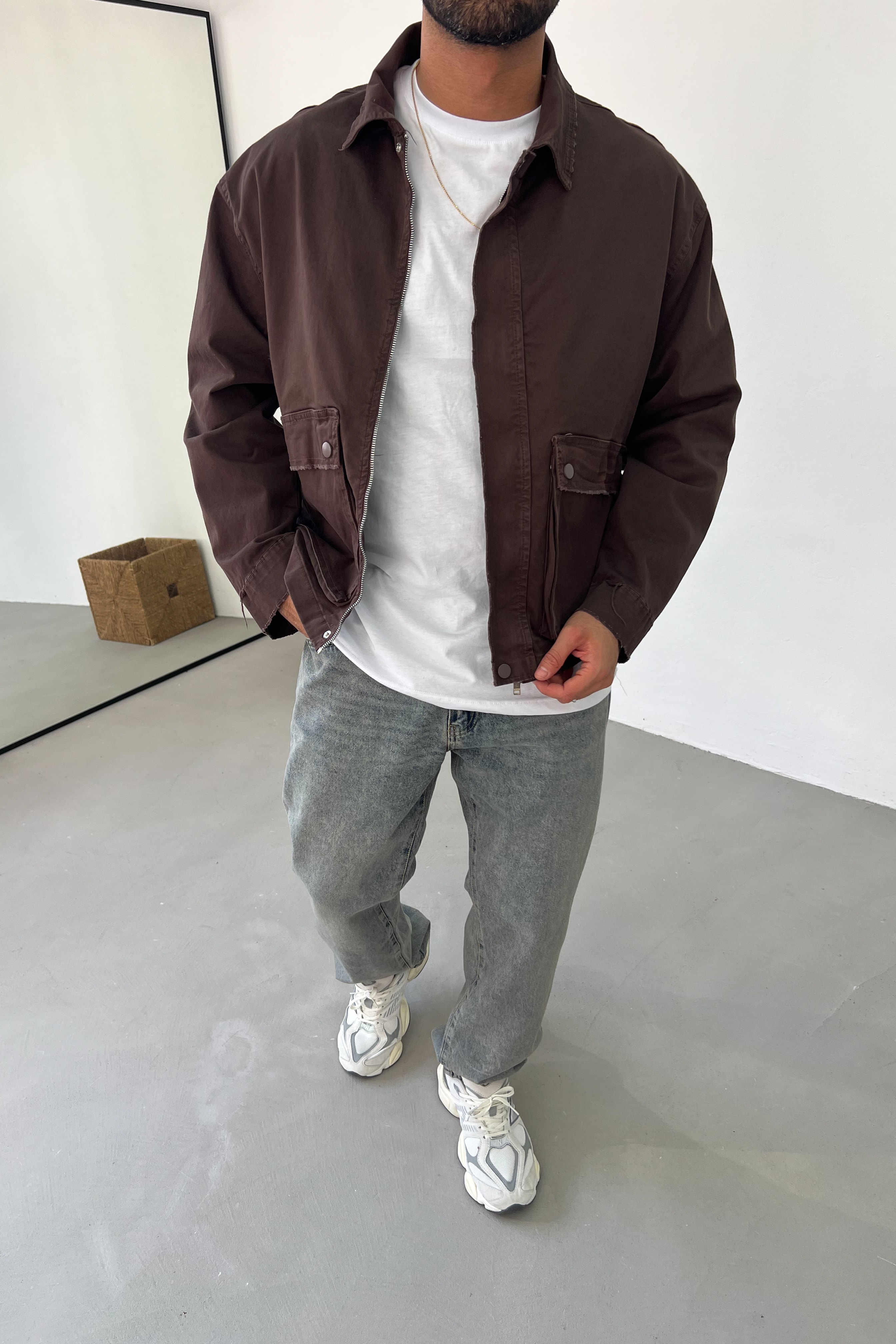 Oversize Tokyo Gabardin Ceket 7401 - Kahve