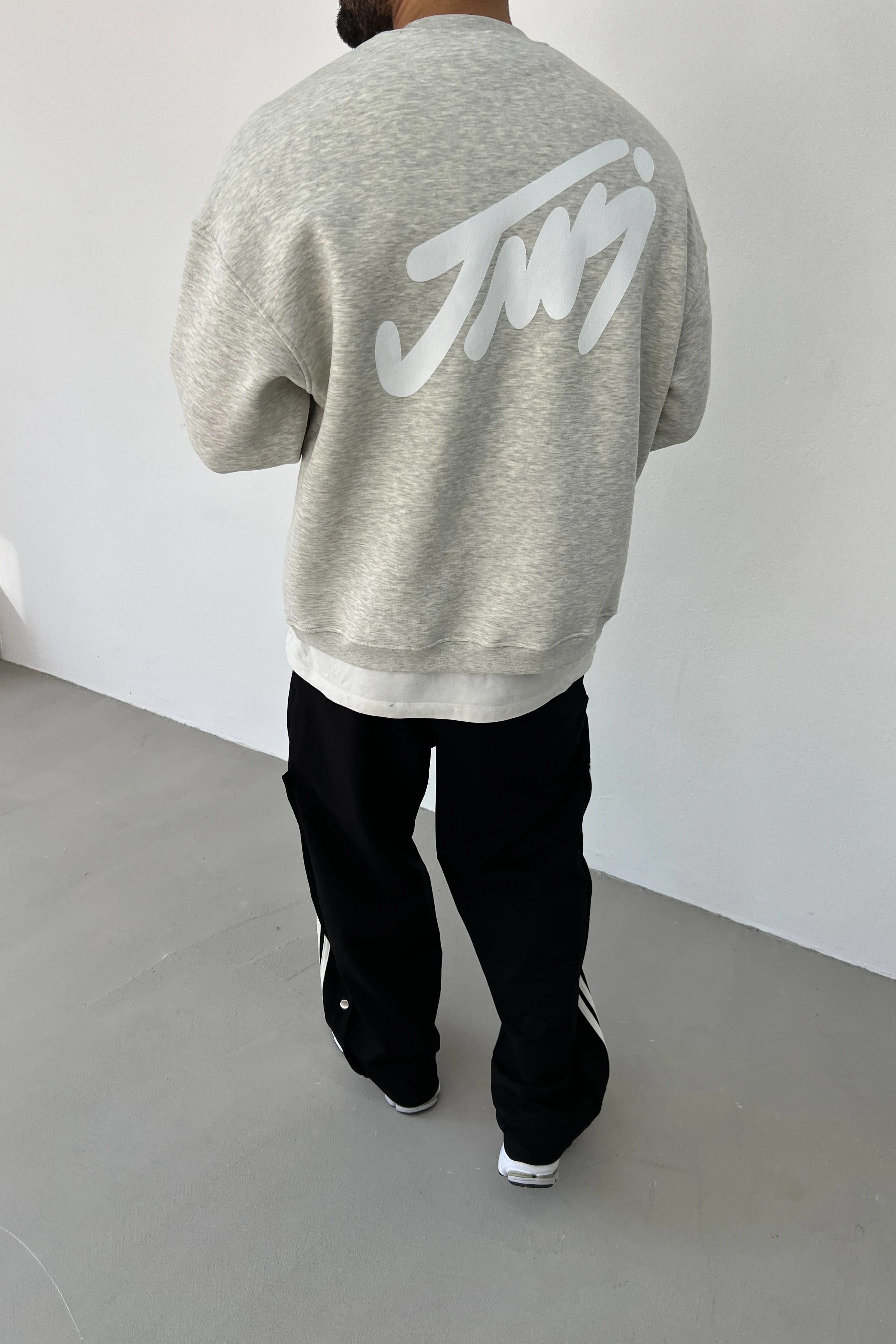 Jcy Baskılı Basic Oversize Sweatshirt 26K100 - Kar Melanj