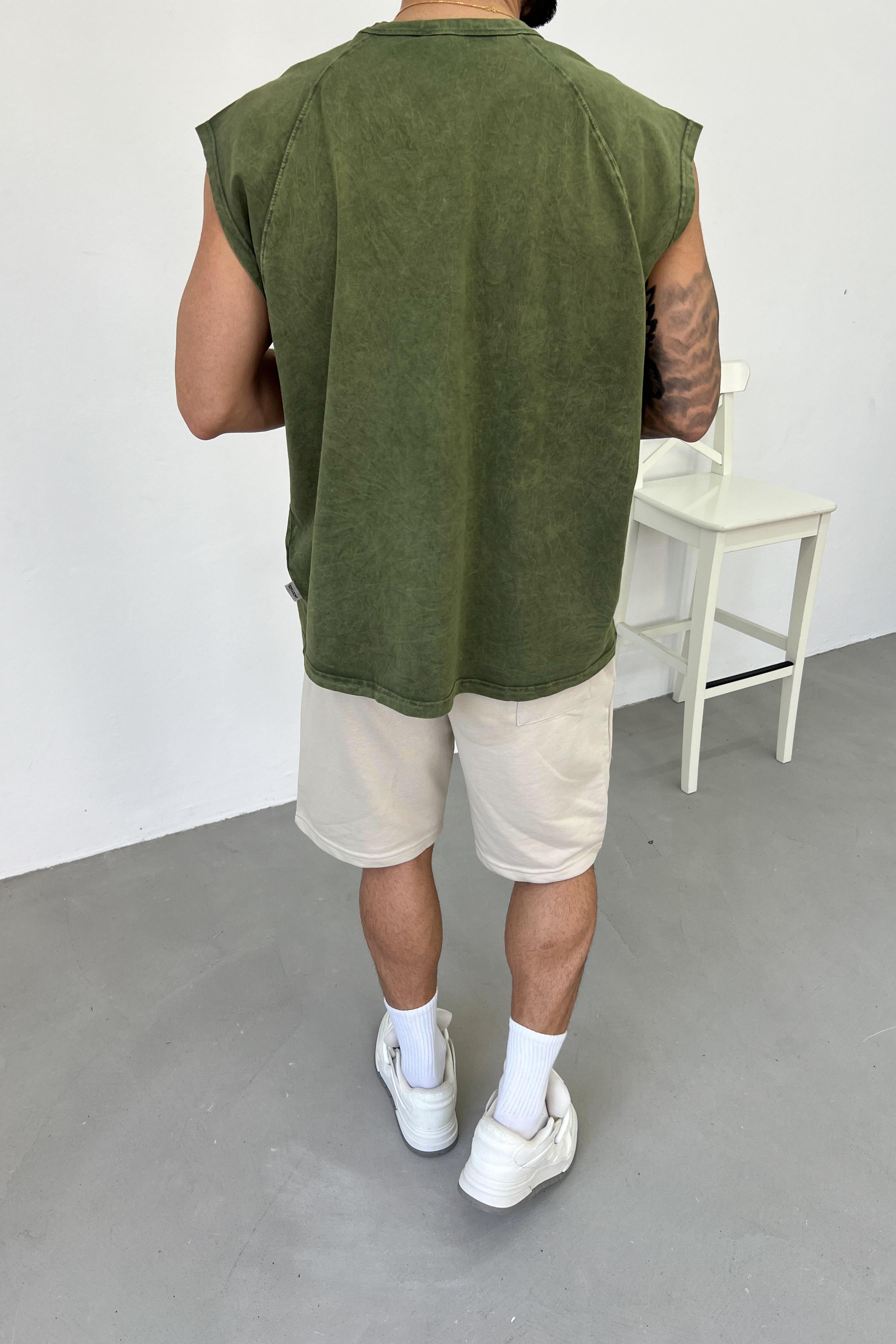 Say No Baskılı Yıkamalı Kolsuz Oversize Tshirt 25Y278