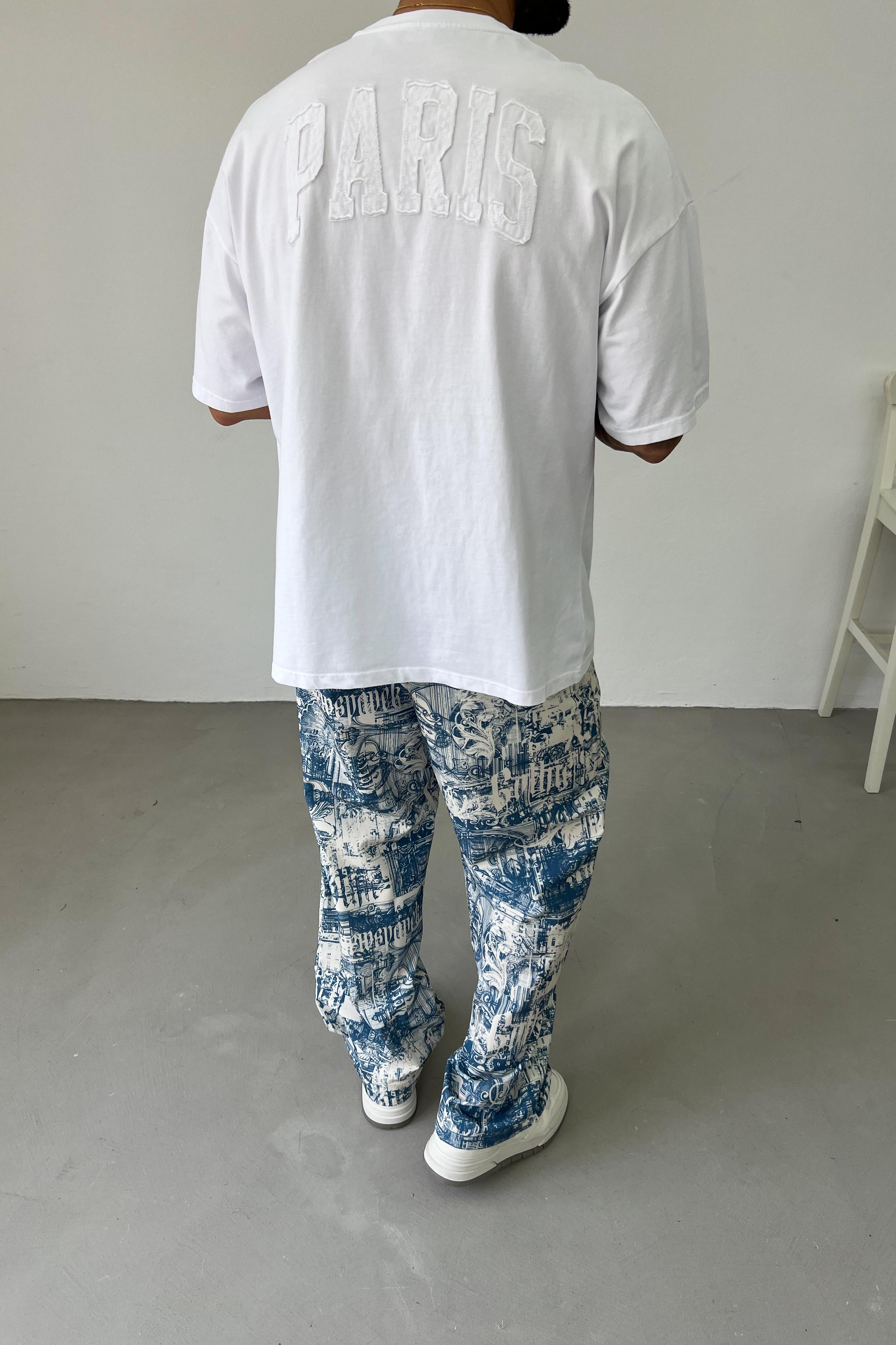 Paris Nakışlı Oversize Tshirt 25Y16 - Beyaz