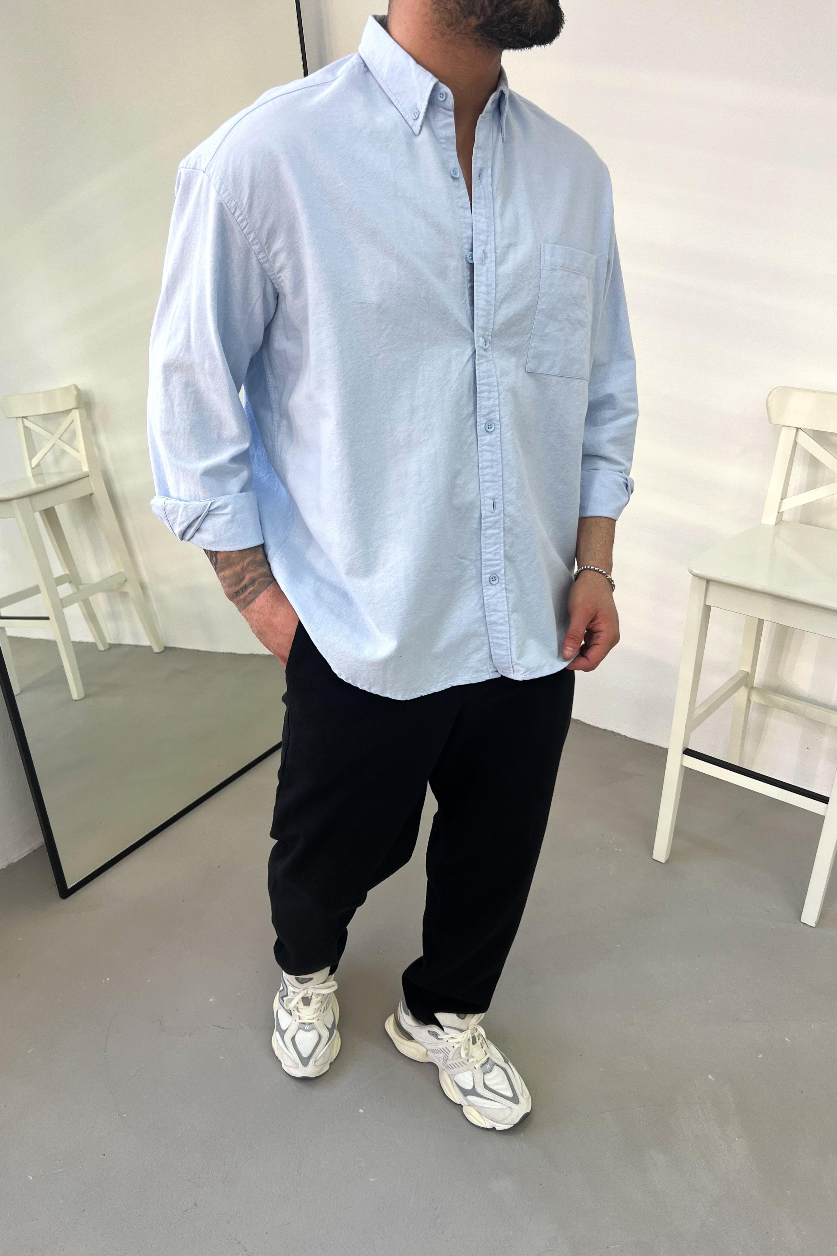 Oxford Kumaş Oversize  Gömlek 5566