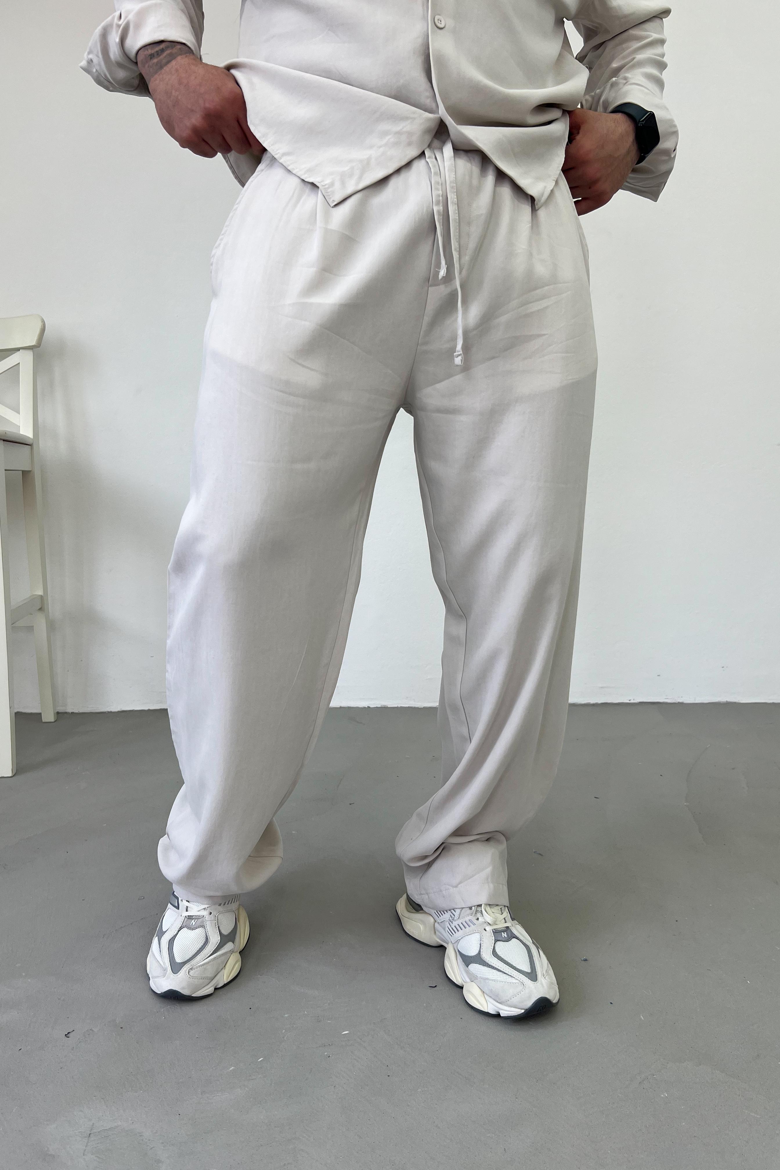 Tensel Kumaş Baggy Pantolon 1005 - Bej