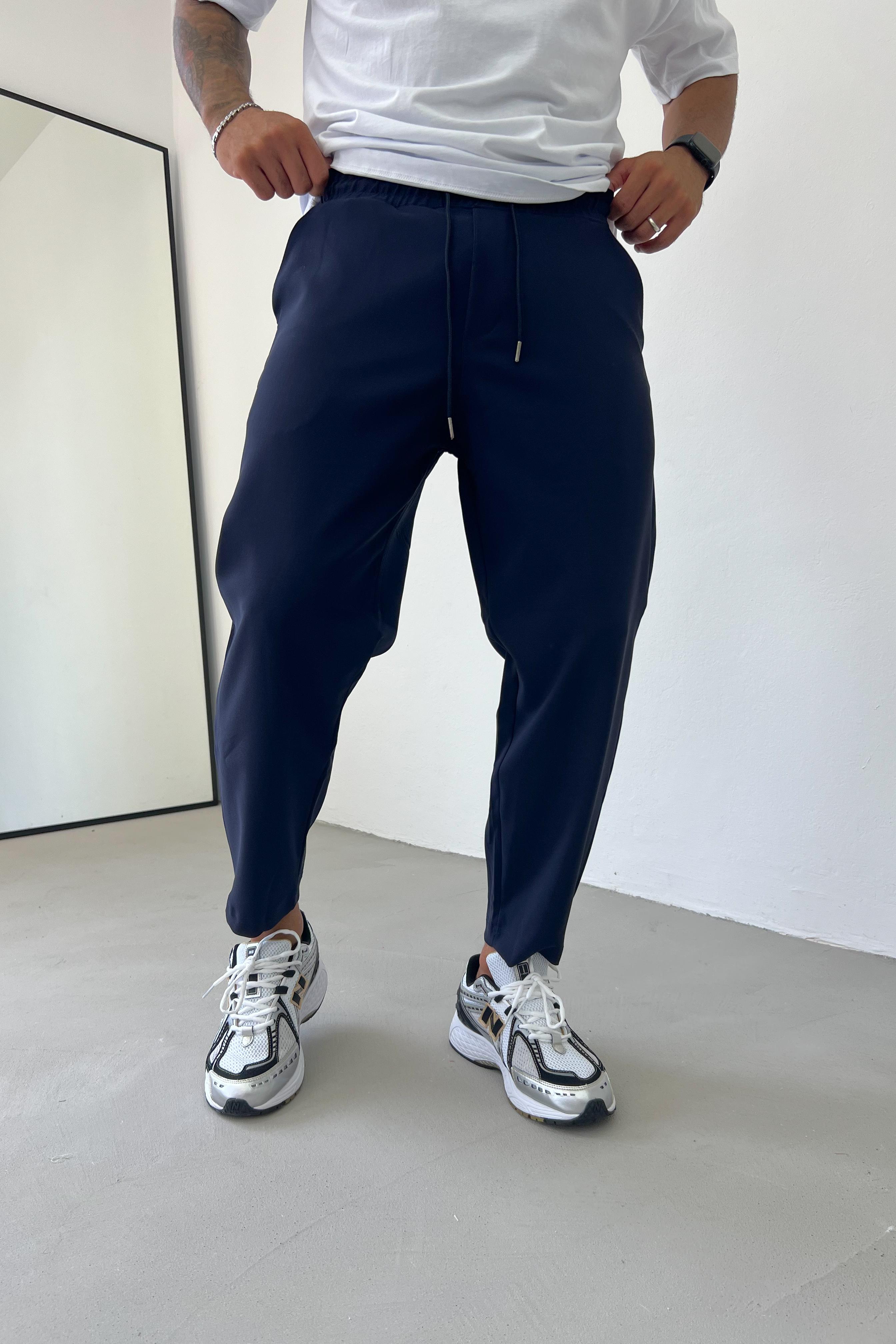 Beli Lastikli Mikro Kumaş Jogger Pantolon 1336 - Lacivert
