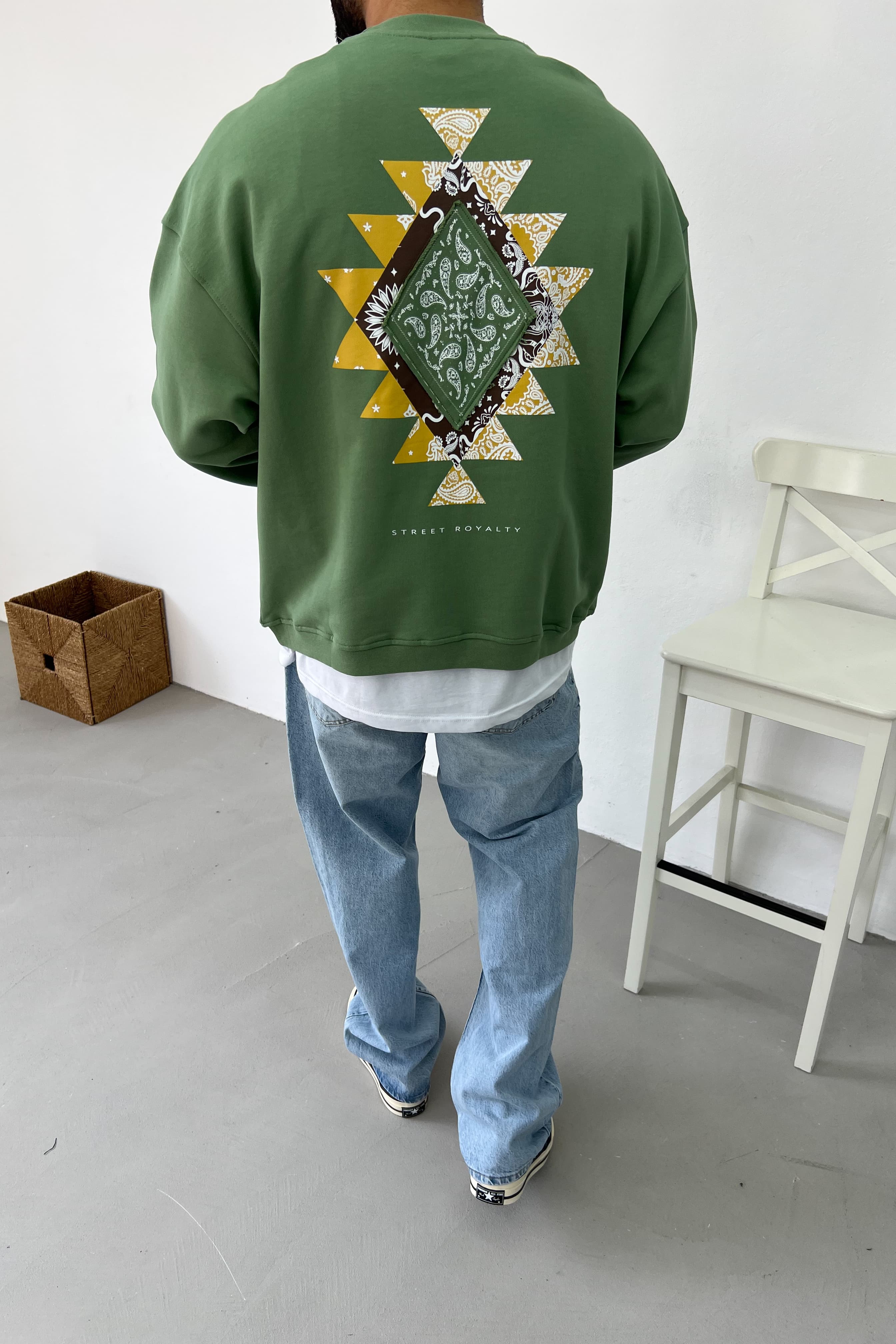 Street Baskılı Oversize Sweatshirt 26K118 - Yeşil