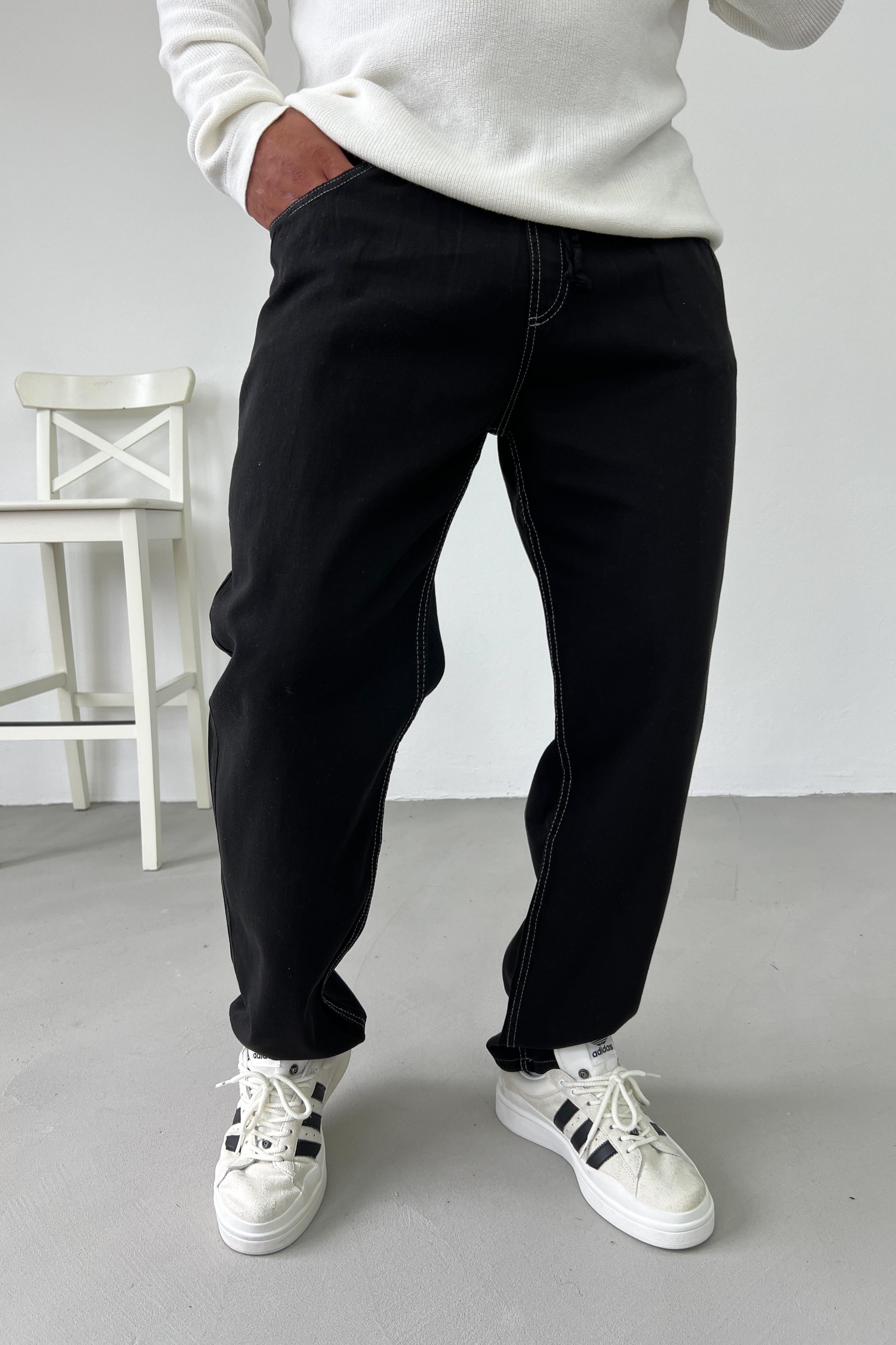 Beli Lastikli Siyah Gabardin Pantolon 2694