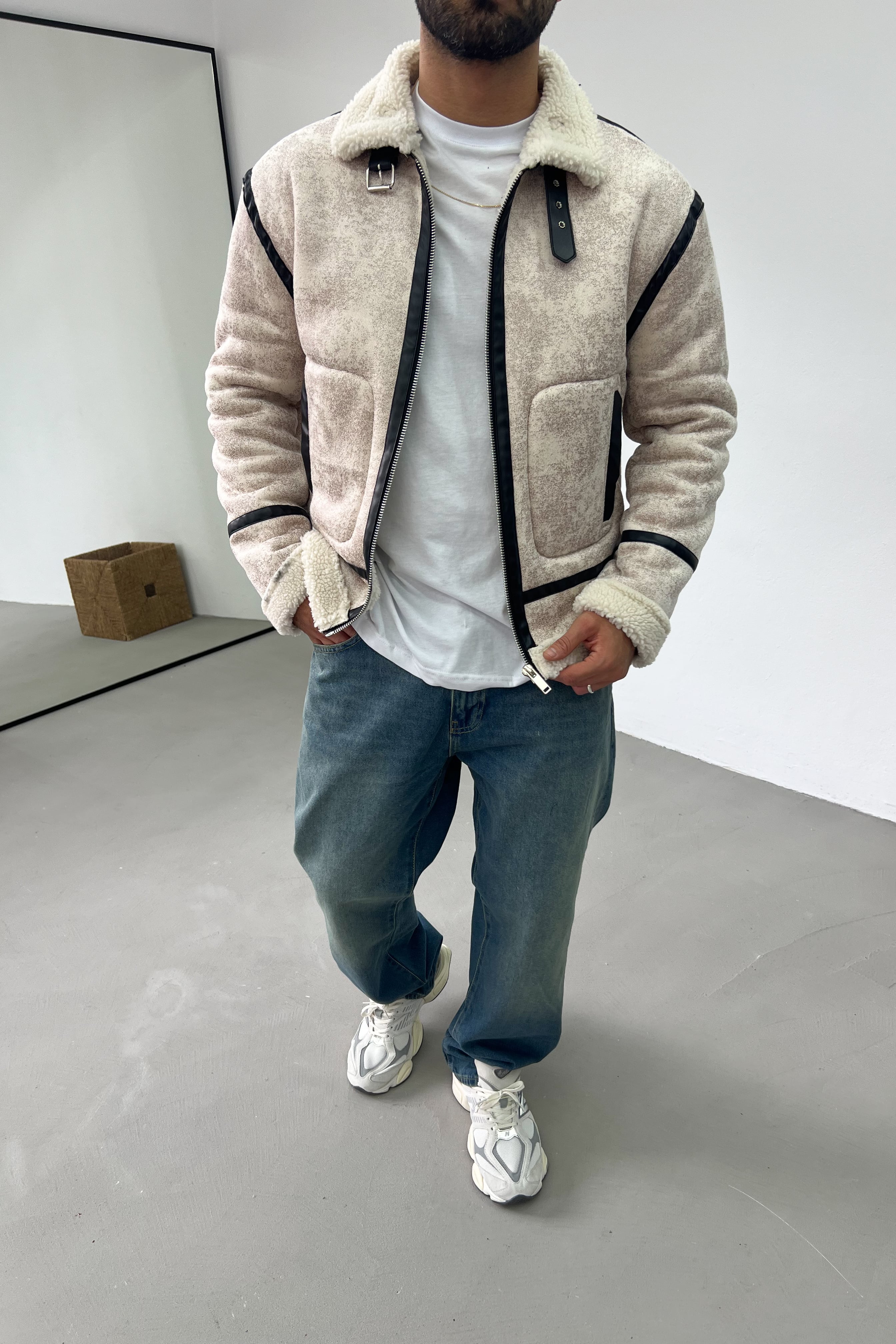 Kürklü Deri Mont 2343 - Bej