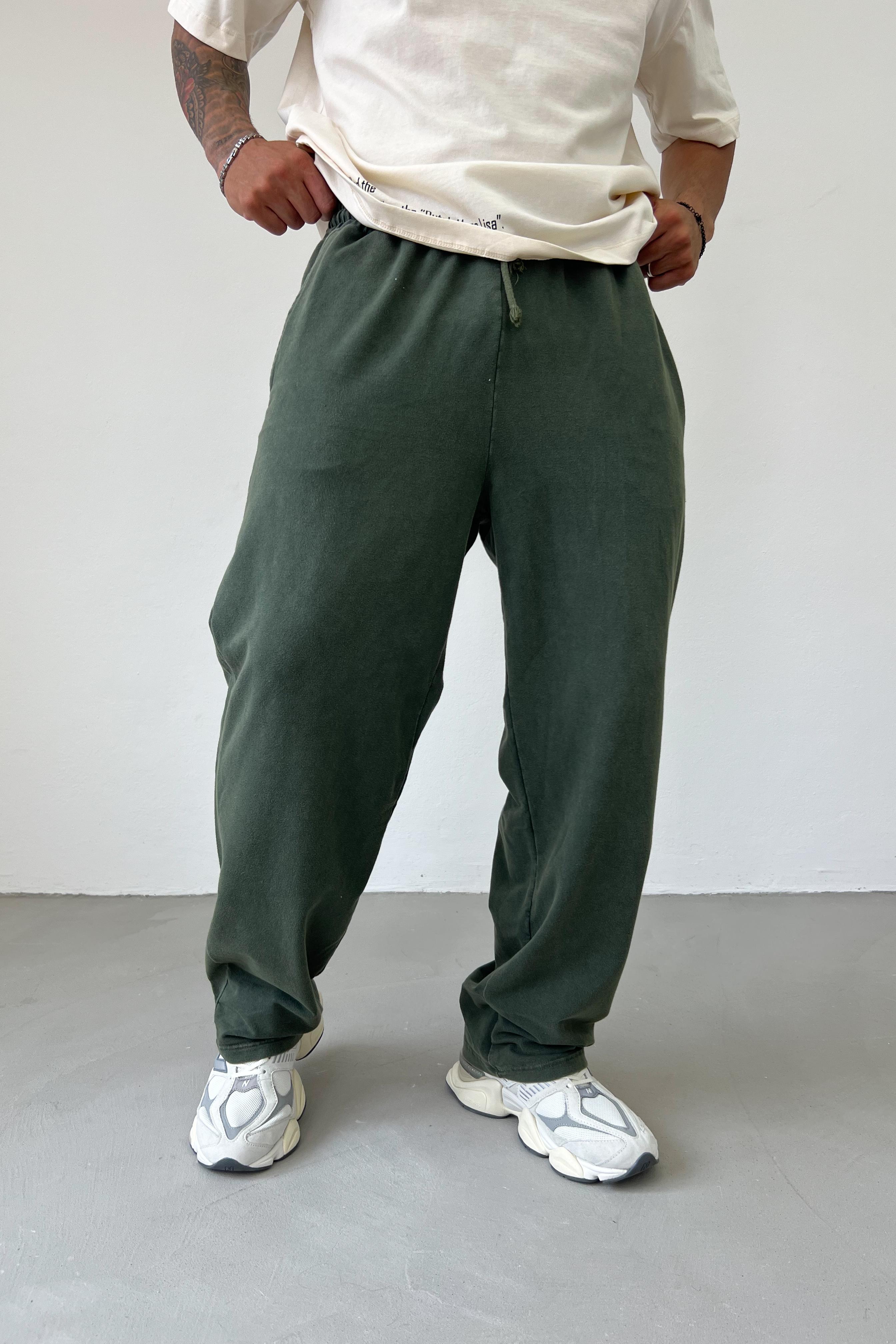 Yıkamalı Basic Baggy Eşofman 5680 - Haki