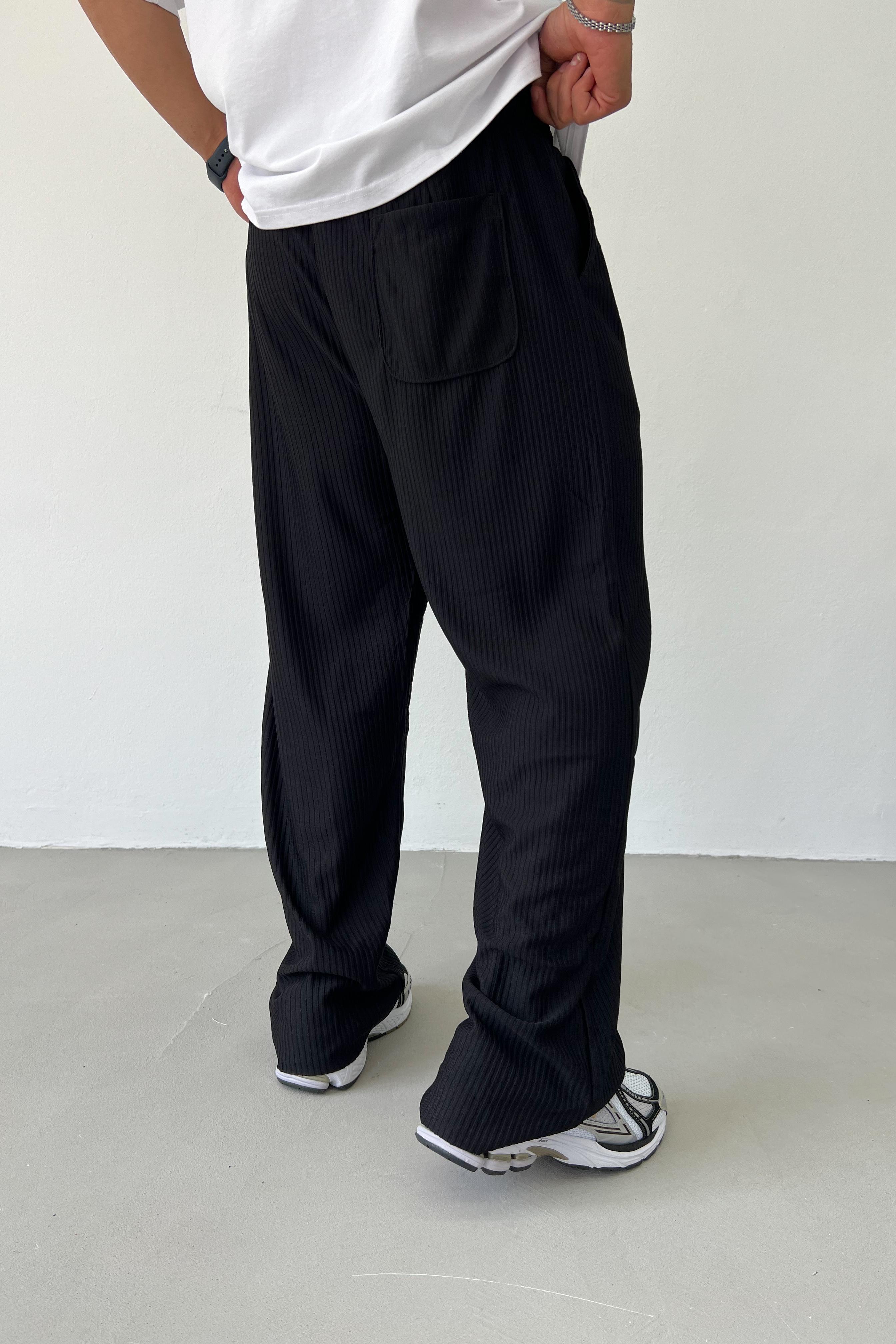 Ottoman Kumaş Fitilli Siyah Baggy Eşofman 1544