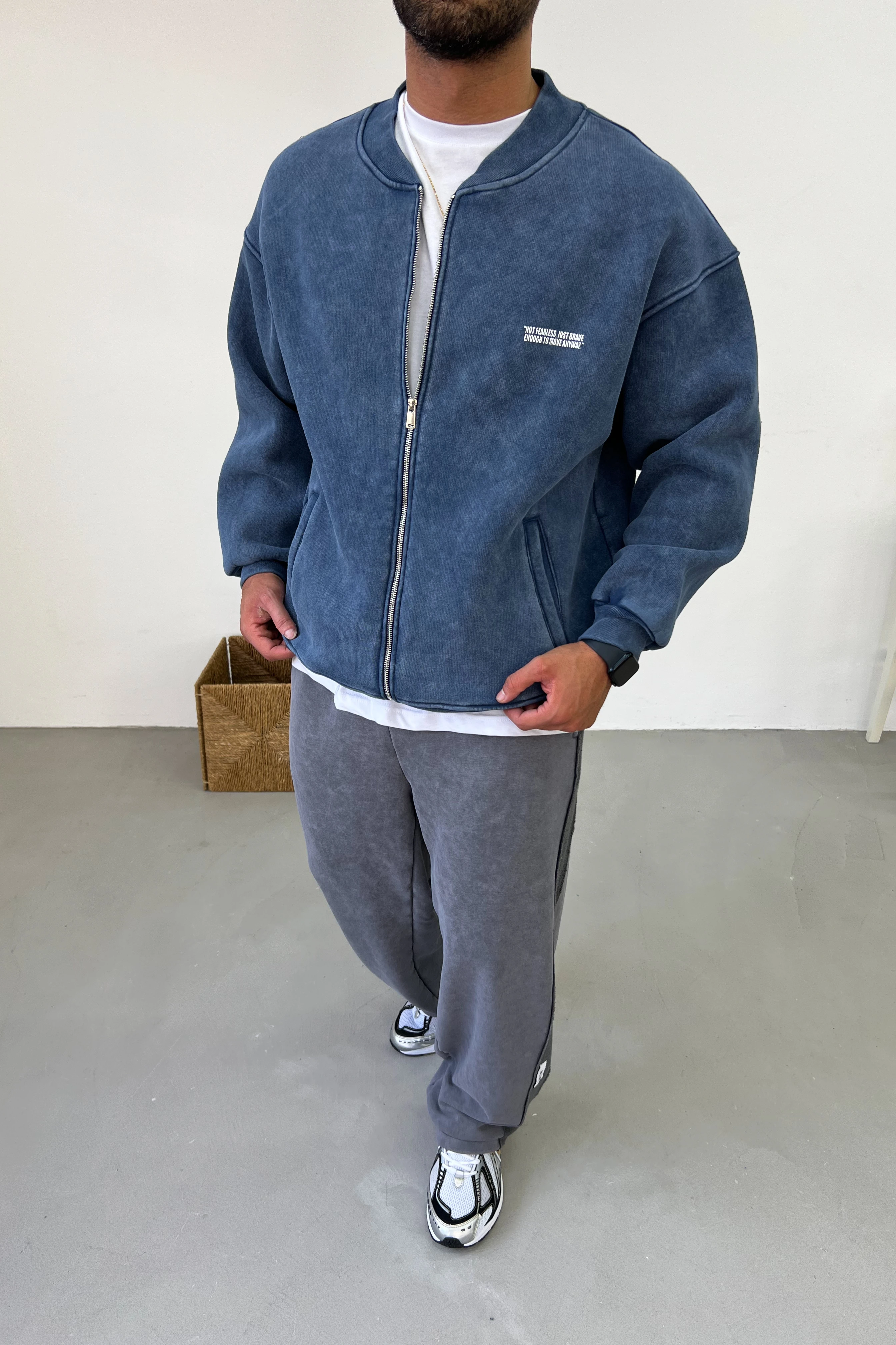 Yıkamalı Oversize Fermuarlı Sweatshirt 70-05