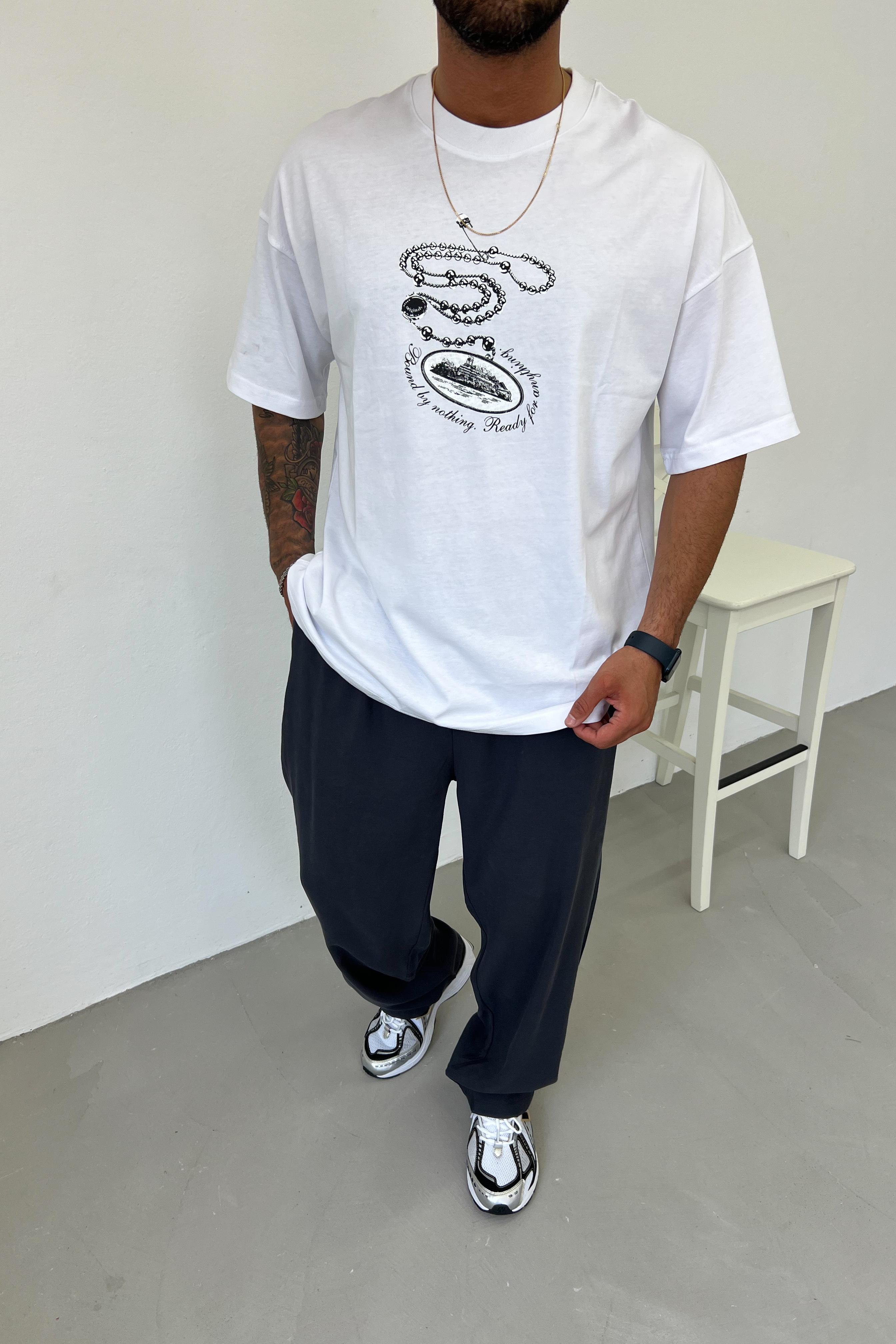 Anything Baskılı Oversize Tshirt 25Y216 - Beyaz