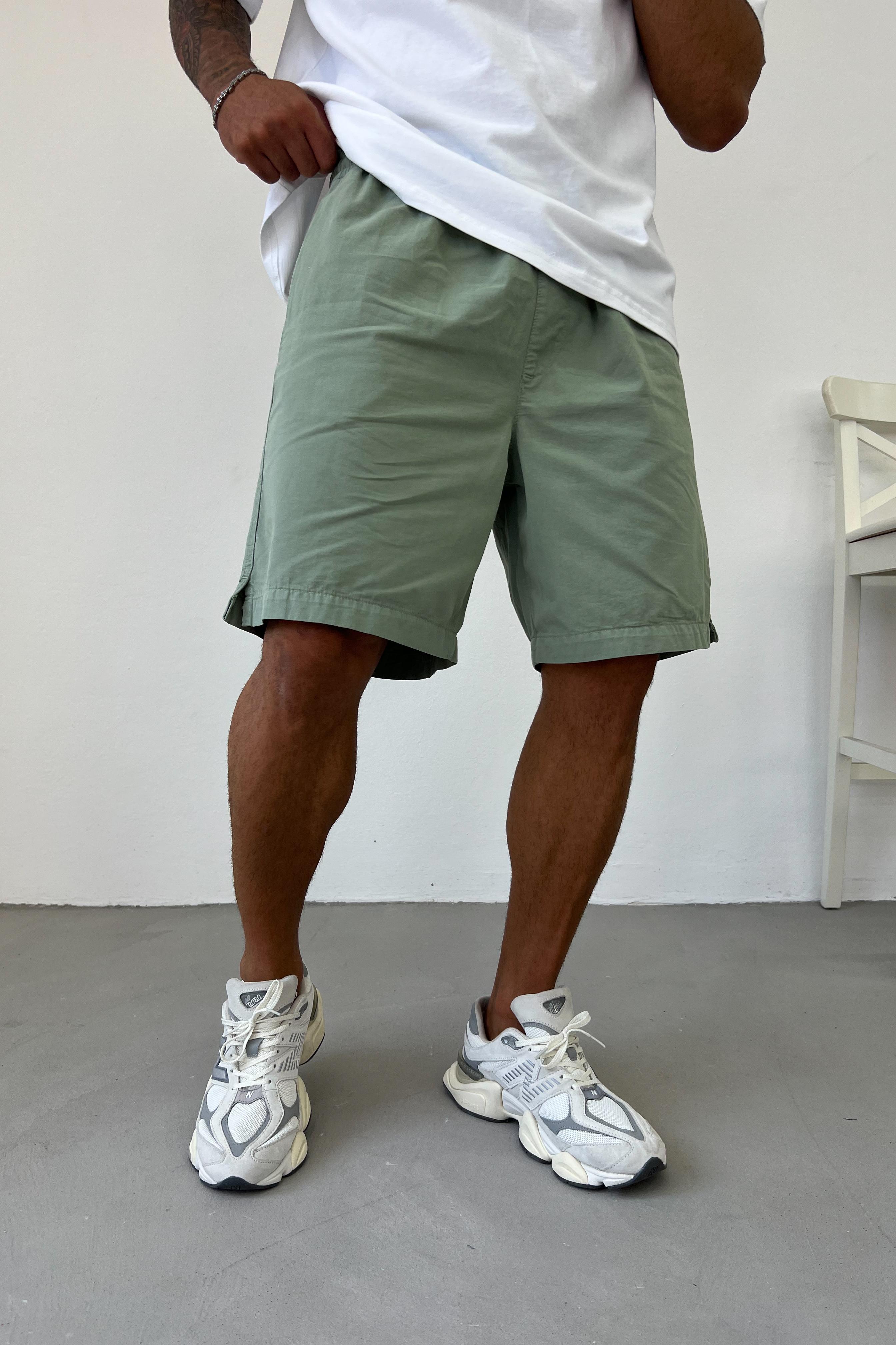 Gabardin Basic Şort G16827 - Yeşil