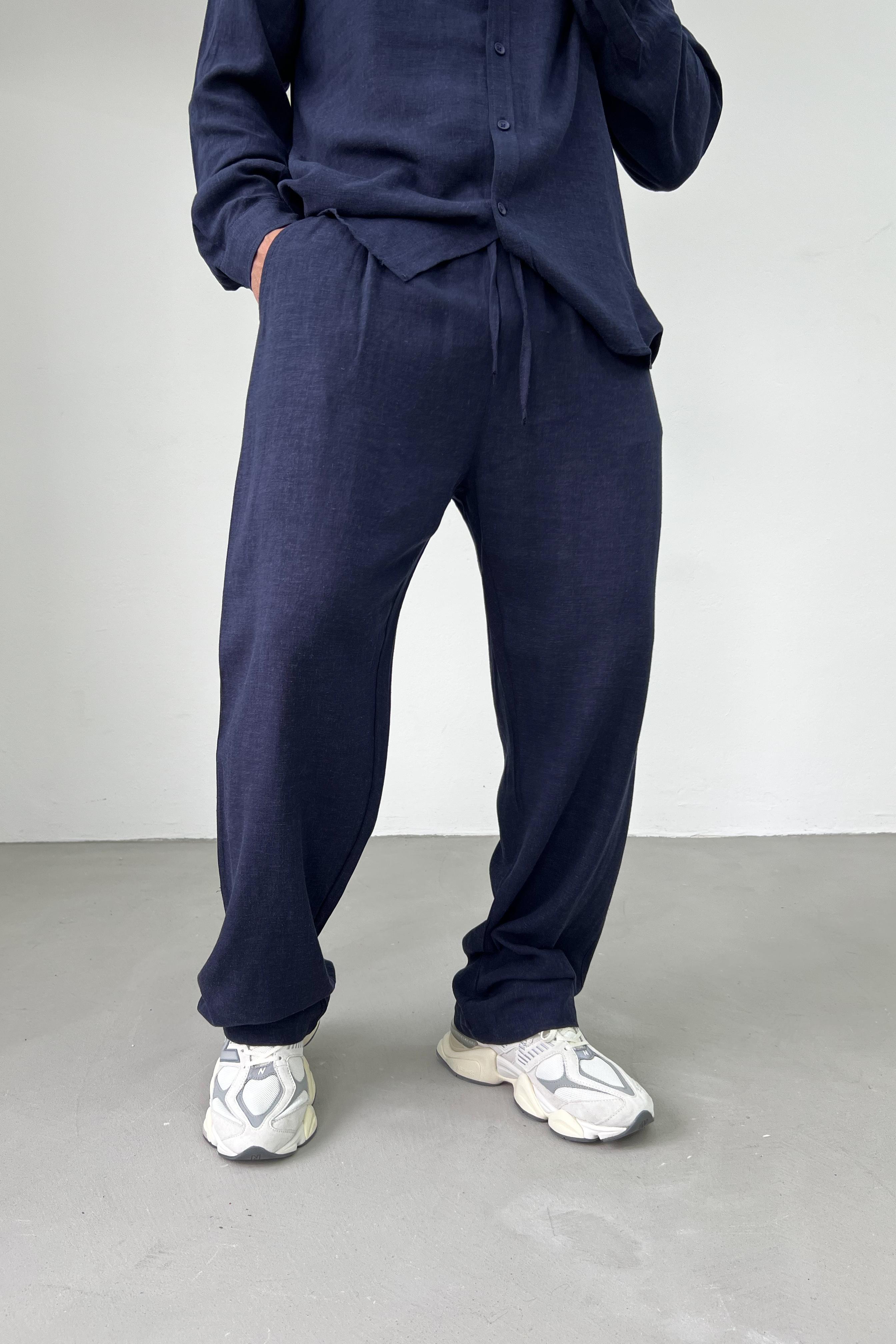 Viskon Keten Baggy Pantolon 1225 - Lacivert