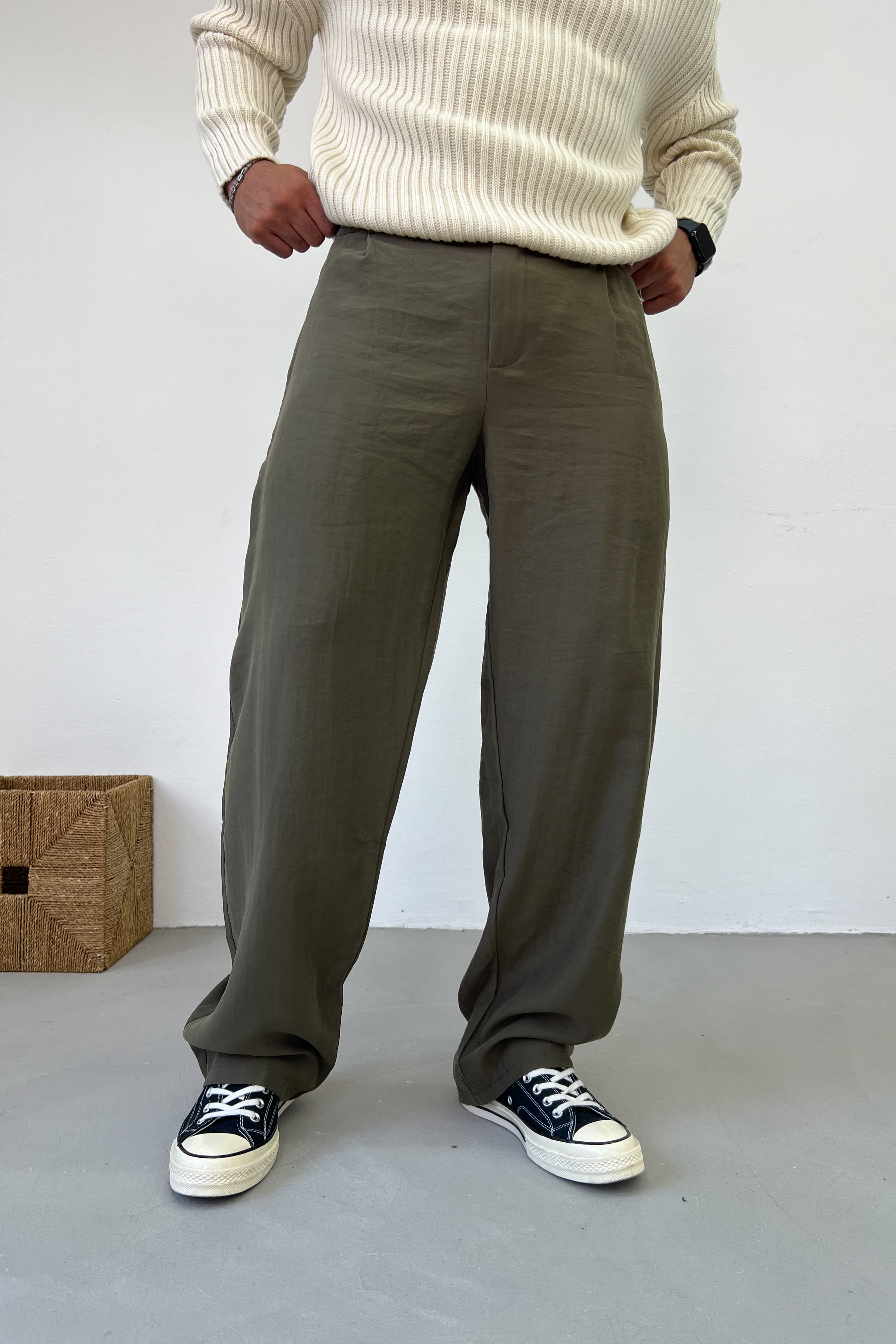 Tensel Kumaş Baggy Pantolon 26K117 - Haki