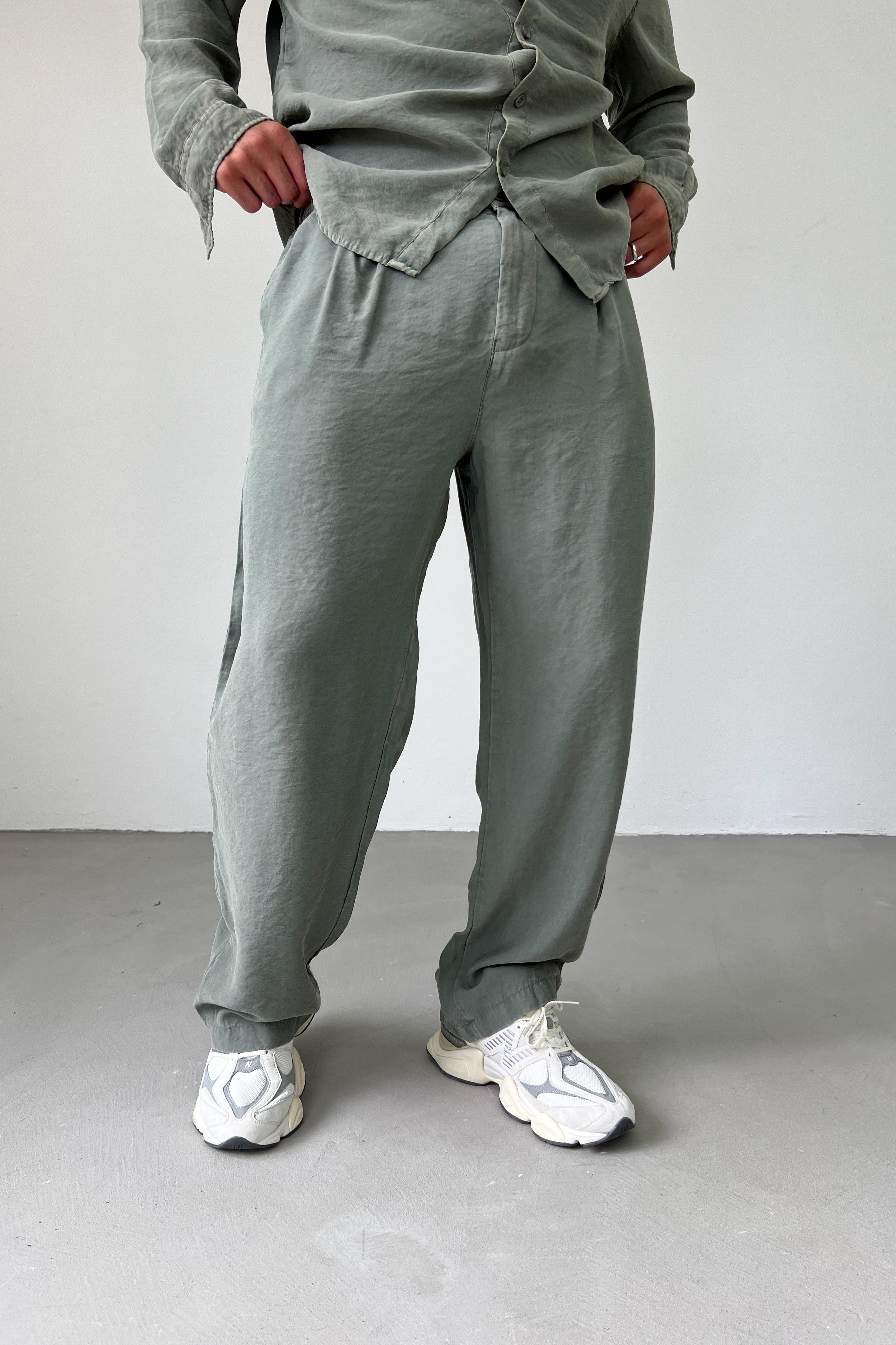 Modal Yıkamalı Baggy Pantolon 1171 - Haki